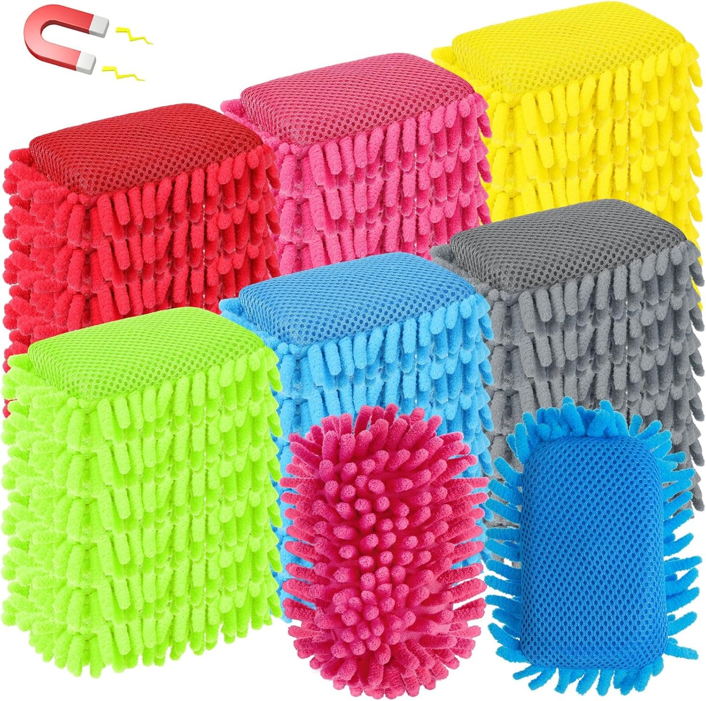 Sherr 36 Pcs Microfiber Shag Magnetic Erasers Bulk Washable Dry Erase Whiteboard Erasers for Whiteboard, Chalkboard, and Memo Boards Marker, Chalk Mark, Home School Classroom Office (Bright Color)