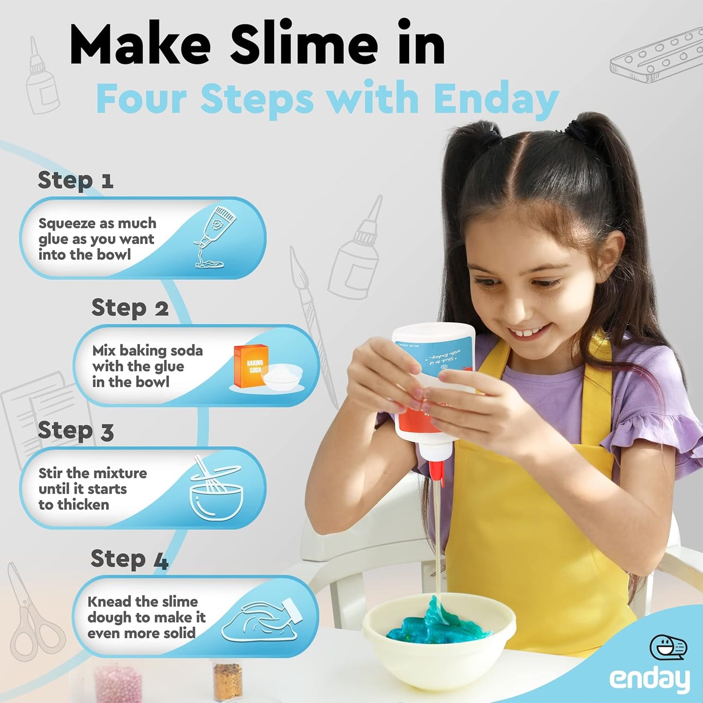 Liquid Glue (24 Pack) - 4 oz Washable School Glue, White Glue Bottles, Glue Bulk, Non-Toxic Liquid Glue for Kids - Glue for Slime, Arts and Craft Glue - by Enday