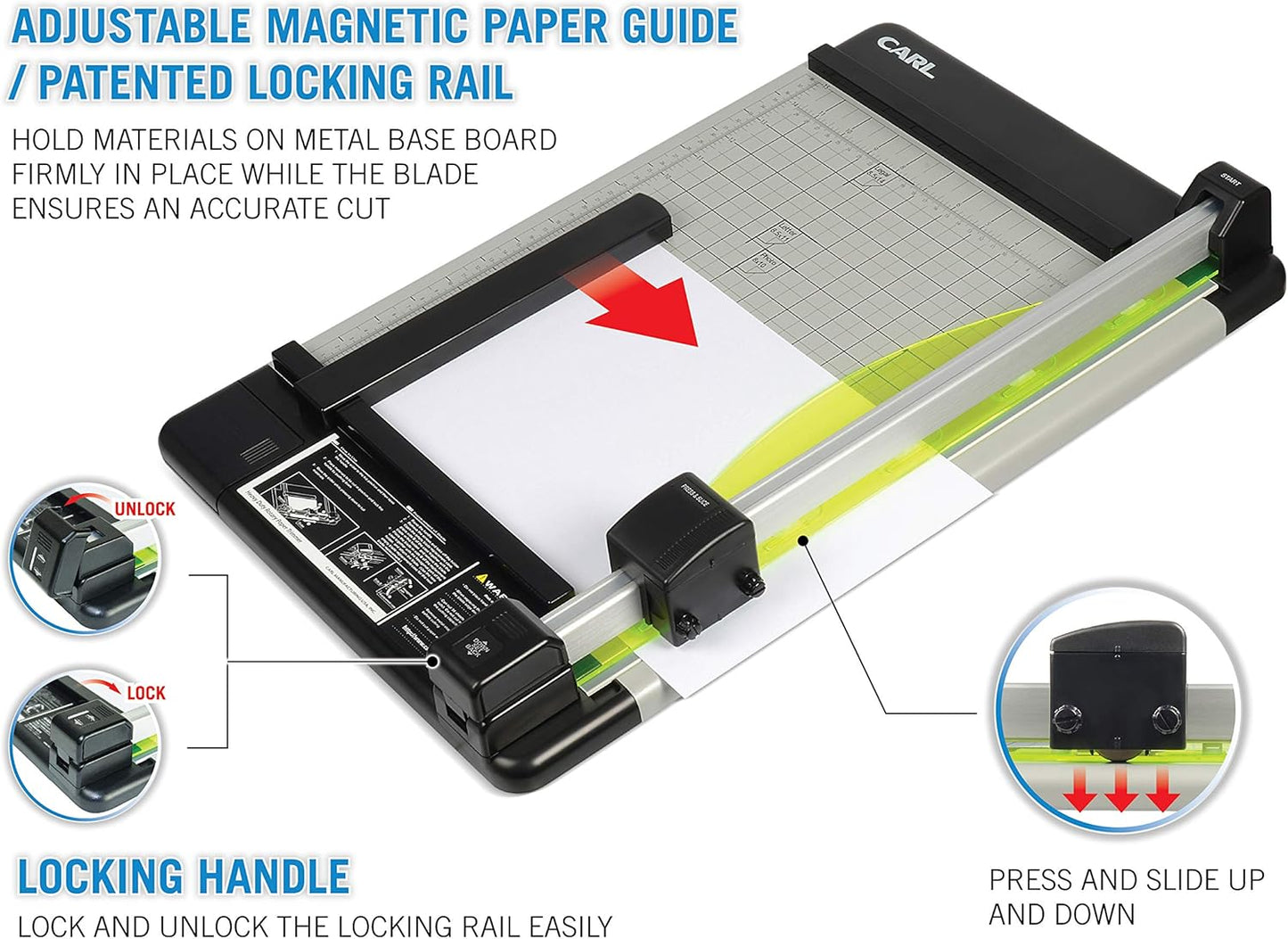 Carl Manufacturing 12220 HVY-Duty Paper Trimmer 15-Inch 36 Sht Cap. 14-Inch x15-1/4-Inch x3/4-Inch GY
