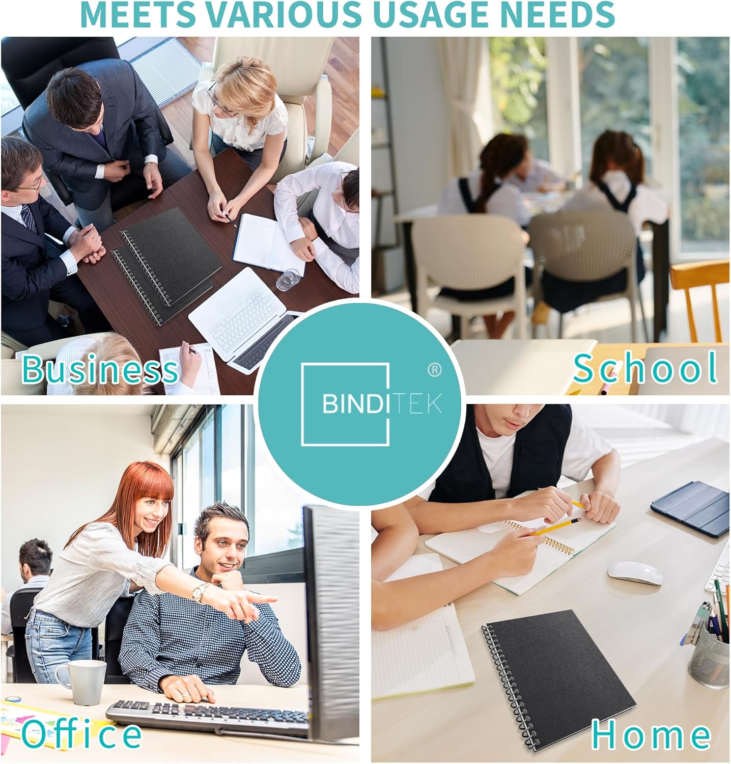 Binditek 50 Pack Plastic Spiral Binding Coils, 20mm(3/4"), 170 Sheet Capacity, 4:1 Pitch, Black, 48 Loops, for Letter Size, for Students and Coworkers