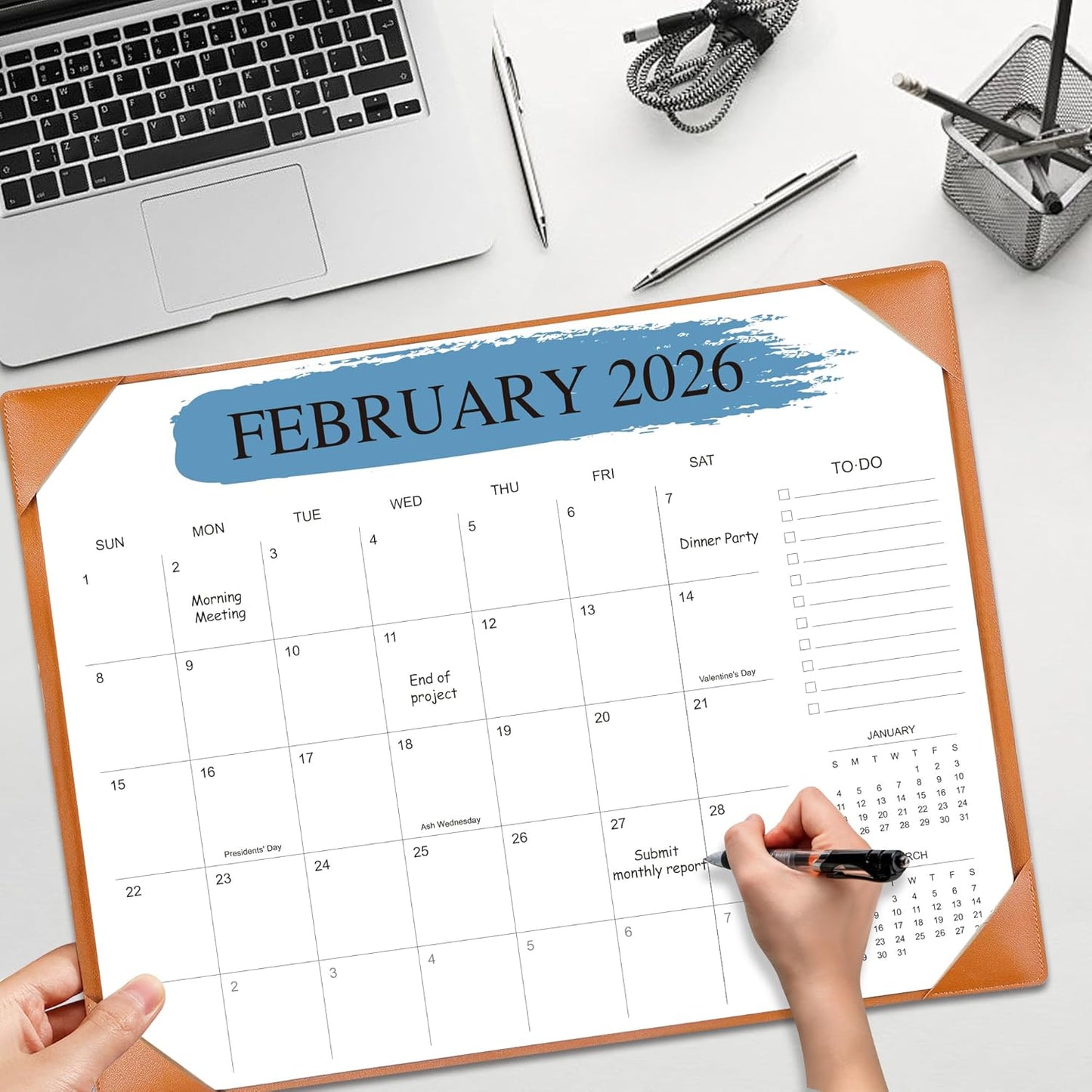 Desk Calendar 2025-2026 – 18-Month Desktop Calendar from July 2025 to December 2026, for Office, School & Home Use – Large Teacher Desk Calendar 22x17 (Brown)