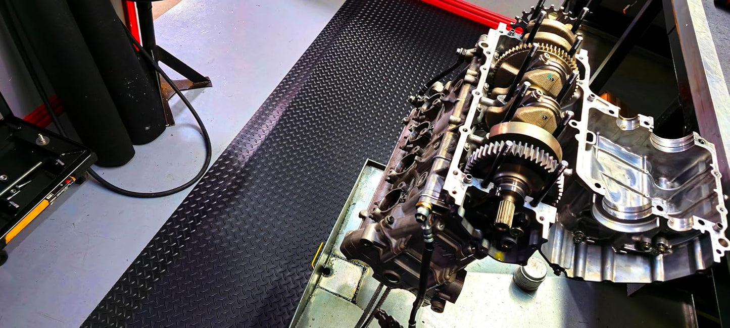 Rhino Mats, American Classic Diamond Anti-Fatigue Mats, Industrial Ergonomic Comfort Standing Mat for Work, Home, Garage, Office, Kitchen or Anywhere (Black 9/16" Thick, 2 FT. x 20 FT.)