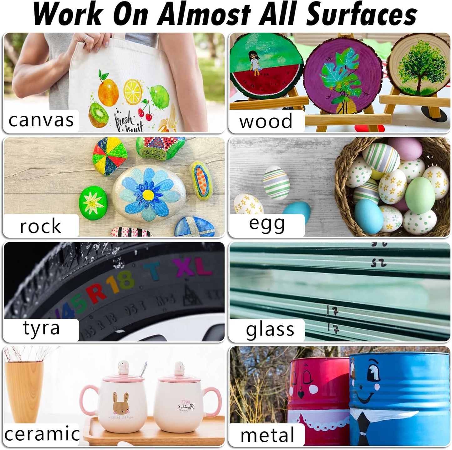 Orange Paint Markers, 12 Pack Oil-Based Waterproof Quick Dry Permanent Paint Pen Set for Rocks Painting, Wood, Fabric, Plastic, Canvas, Glass, Mugs, Metal, Tire, Stone, DIY Craft