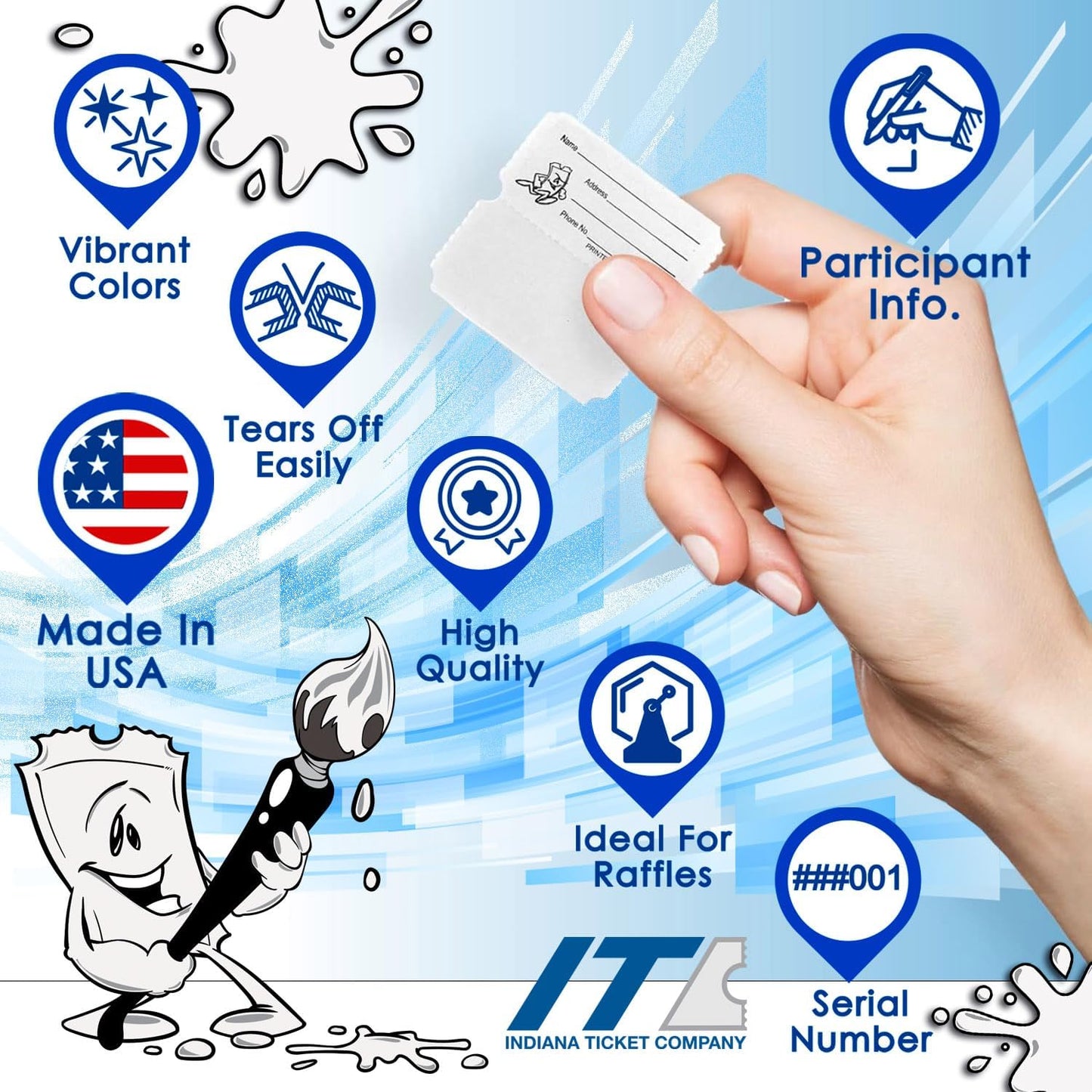 INDIANA TICKET CO. 2,000 Raspberry Raffle Tickets Double Roll, Premium Quality 50/50 Raffle Tickets, Tickets for Events, Carnivals, Door Prizes, Drinks and More