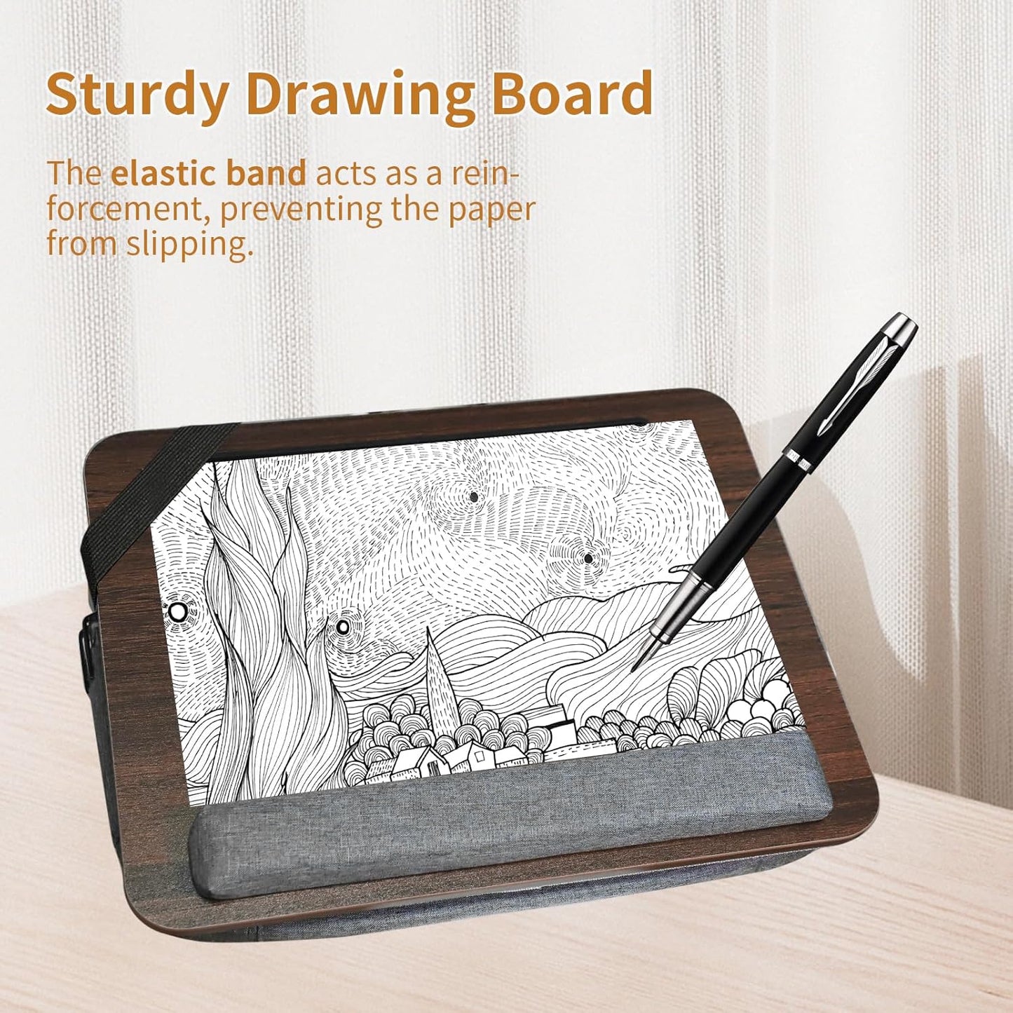 Lap Desk for Laptop Stand with Cushion, Adults with Storage Fits Up to 15.6in, Combines Features Bag and Pillow Table by Travel, Portable Workstation for Home College Office (Walnut Color)