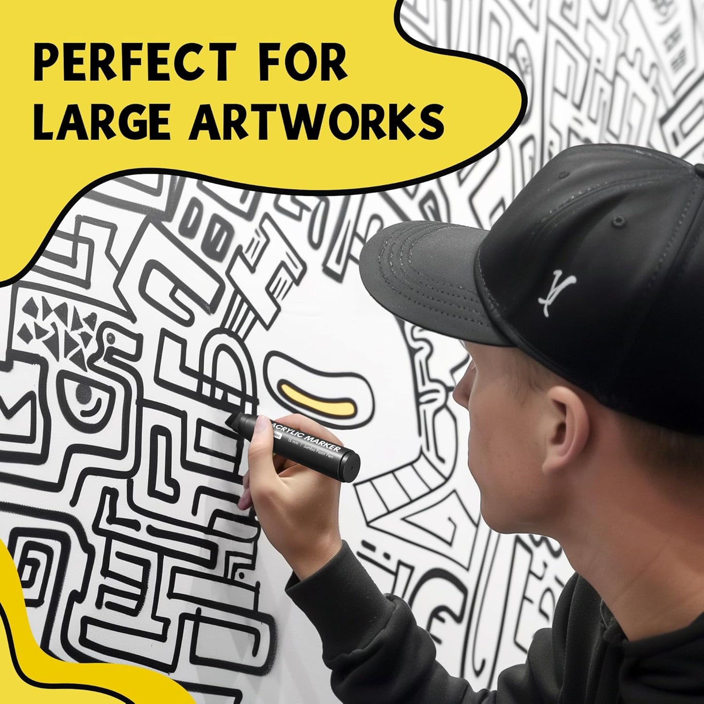 3 Jumbo Permanent Markers Gold, 15mm Thick Wide Tip, Large Acrylic Paint Markers for Rock Painting, Poster, Stone, Ceramic, Glass, Wood, Canvas