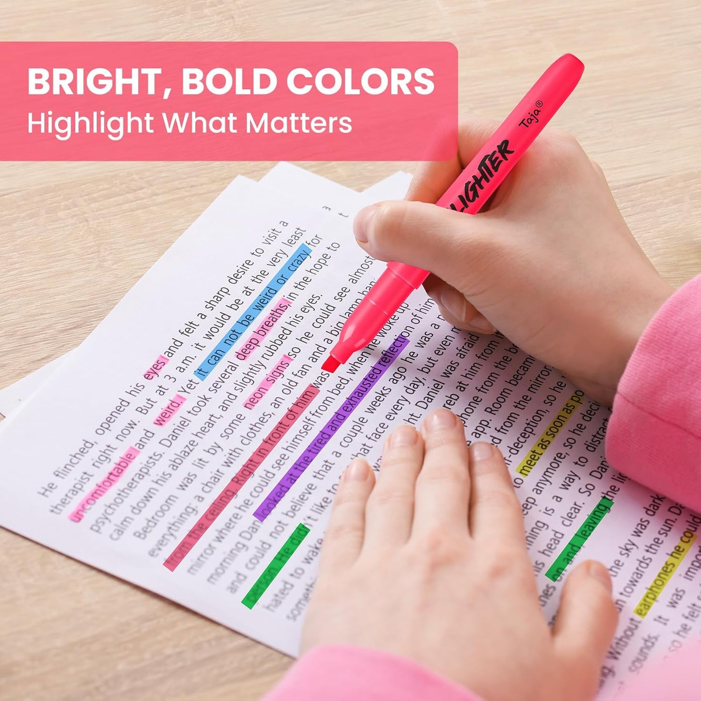 Taja 30 Pack Highlighters Bulk Assorted Bright Colors, 6 Colors Chisel Tip Highlighters Markers Set with No Bleed Ink, Perfect for School & Office Supplies