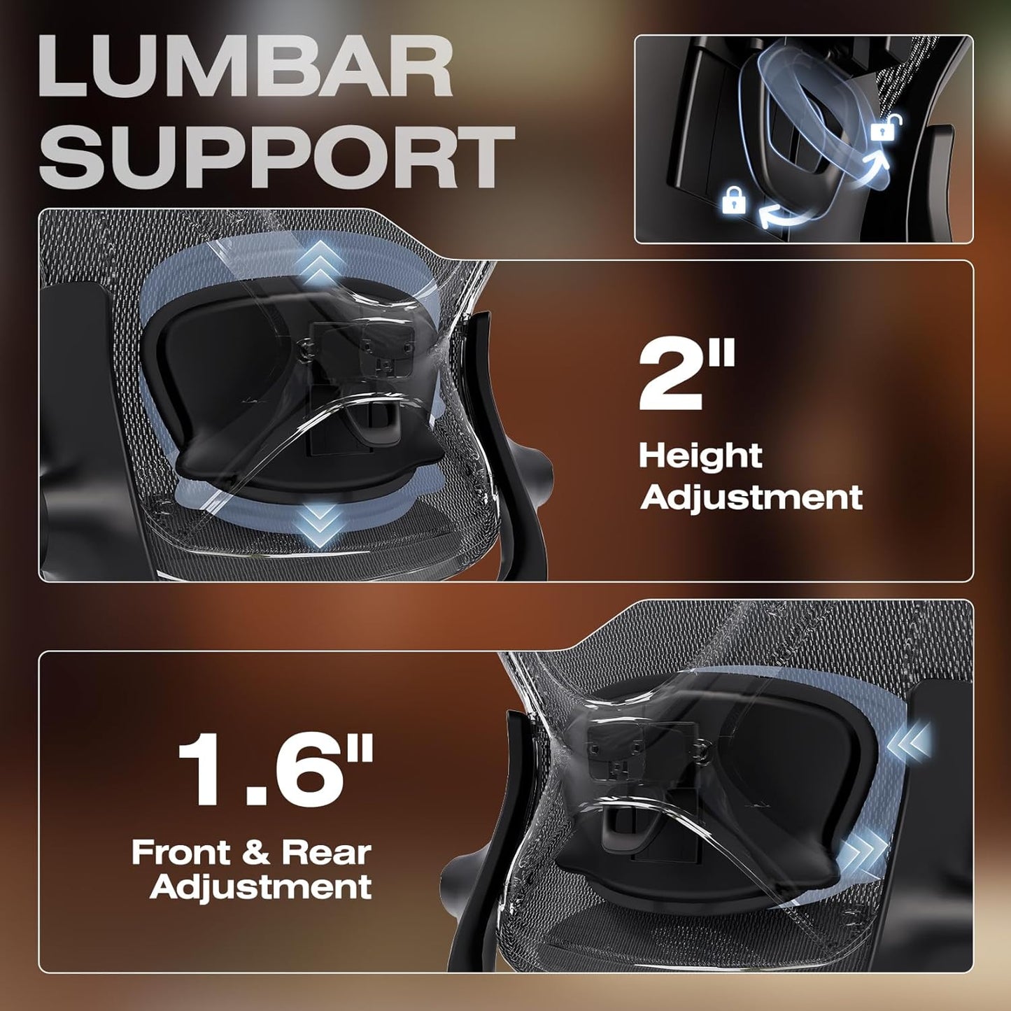 ELABEST X100 Ergonomic Office Chair with Footrest, Big and Tall Home Desk Chair with 5D Flip-Up Arms, Adjustable 5D Lumbar Support,High Back Rolling Computer Chair, Swivel Mesh Chairs (Library Oak)