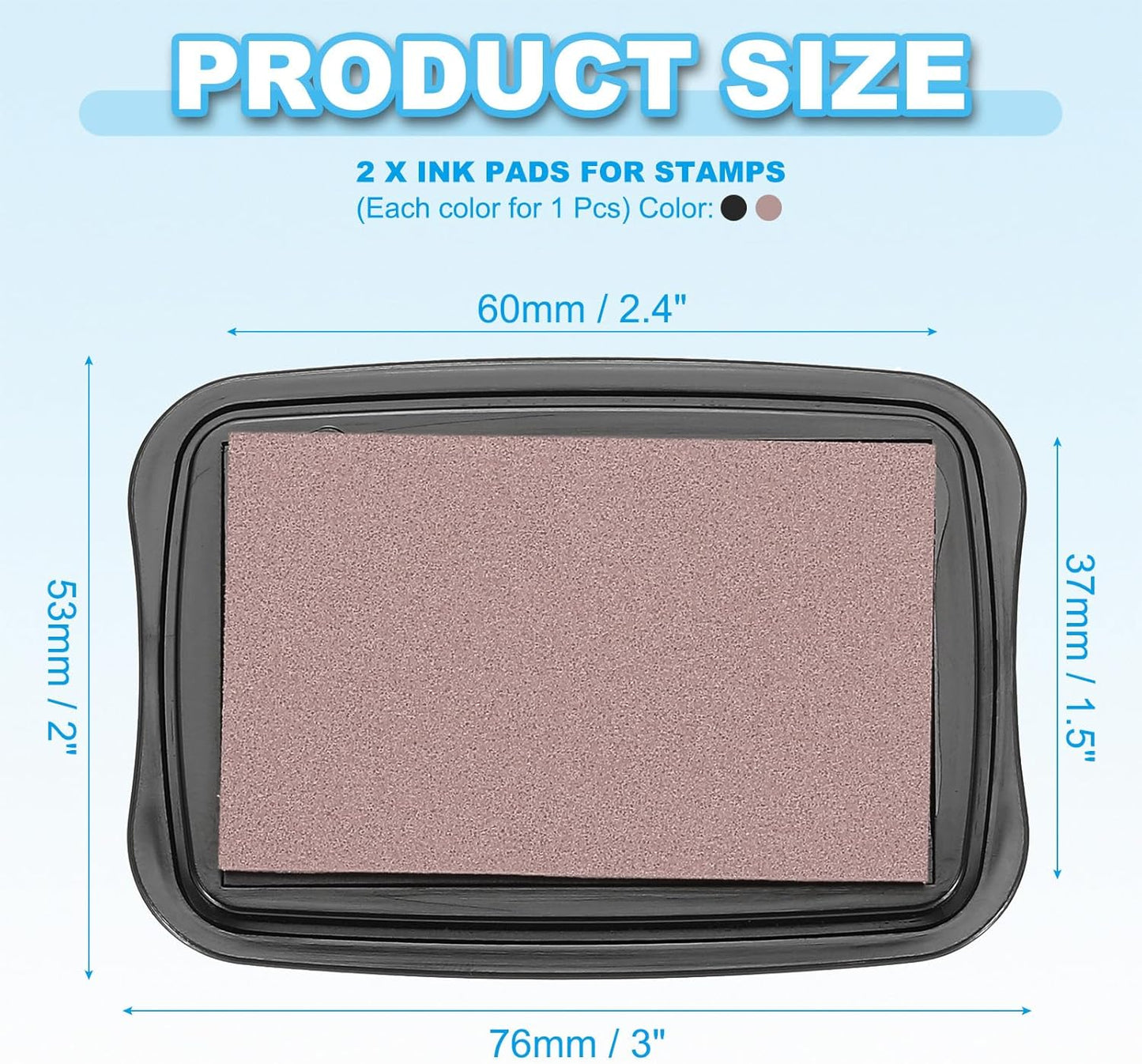 PATIKIL 3"x2" Large Stamp Pad, 2Pcs Washable Craft Ink Pad for Rubber Stamp Card Making Stamping Scrapbook Fingerprint Handprint, Brown/Black