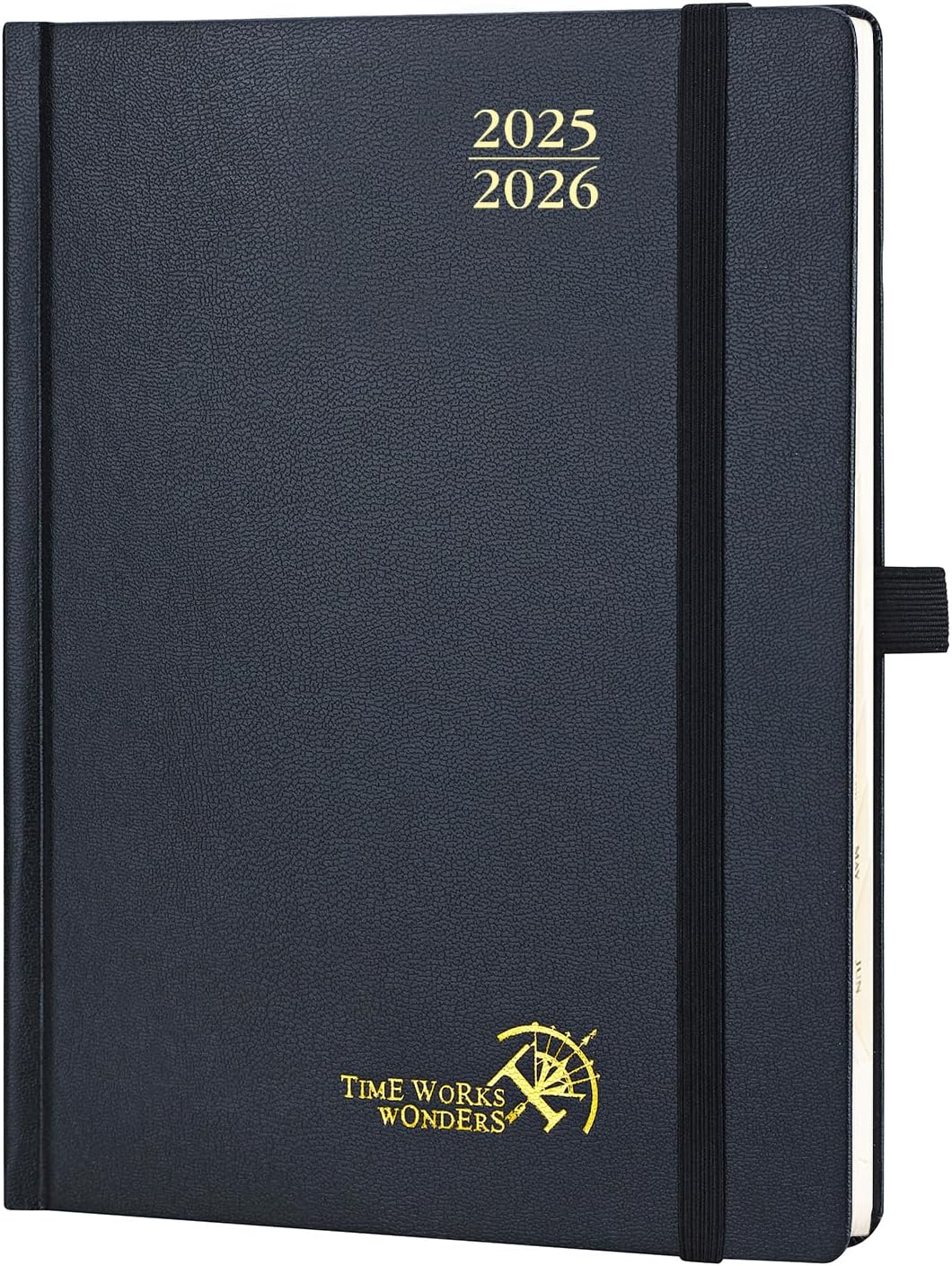 POPRUN Planner 2025-2026, (Medium 6.5'' x 8.5'' Hard Cover) Academic Calendar (July 25-June 26) Daily Weekly and Monthly Appointment Book with Hourly Time Slots, Monthly Tabs, 100 GSM - Black