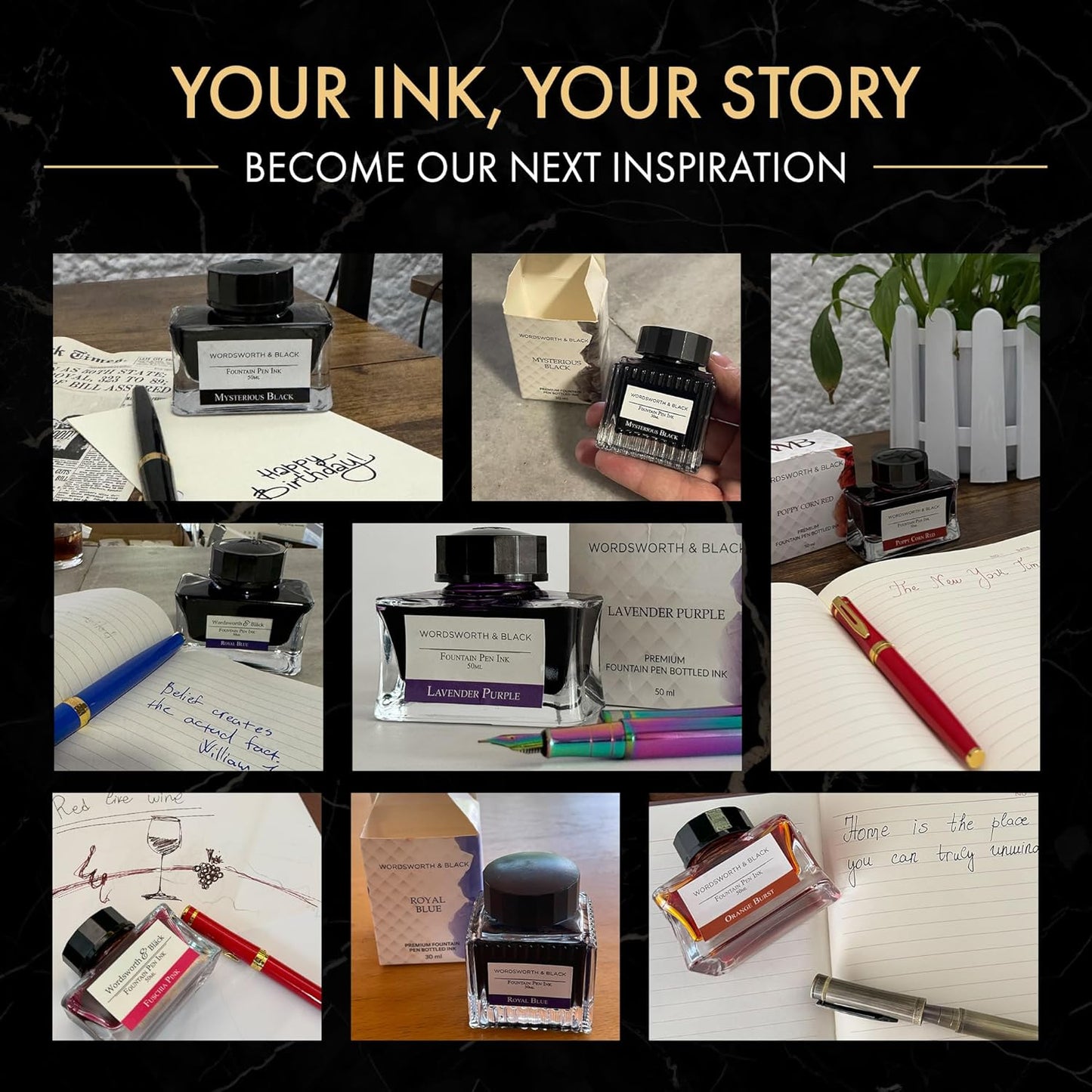 Wordsworth and Black Fountain Pen Ink Bottle (50 ml) Premium Luxury Edition, [Royal Blue] Fountain Pens Bottled Ink; Classic Designed Bottle Smooth Flow 50 ml