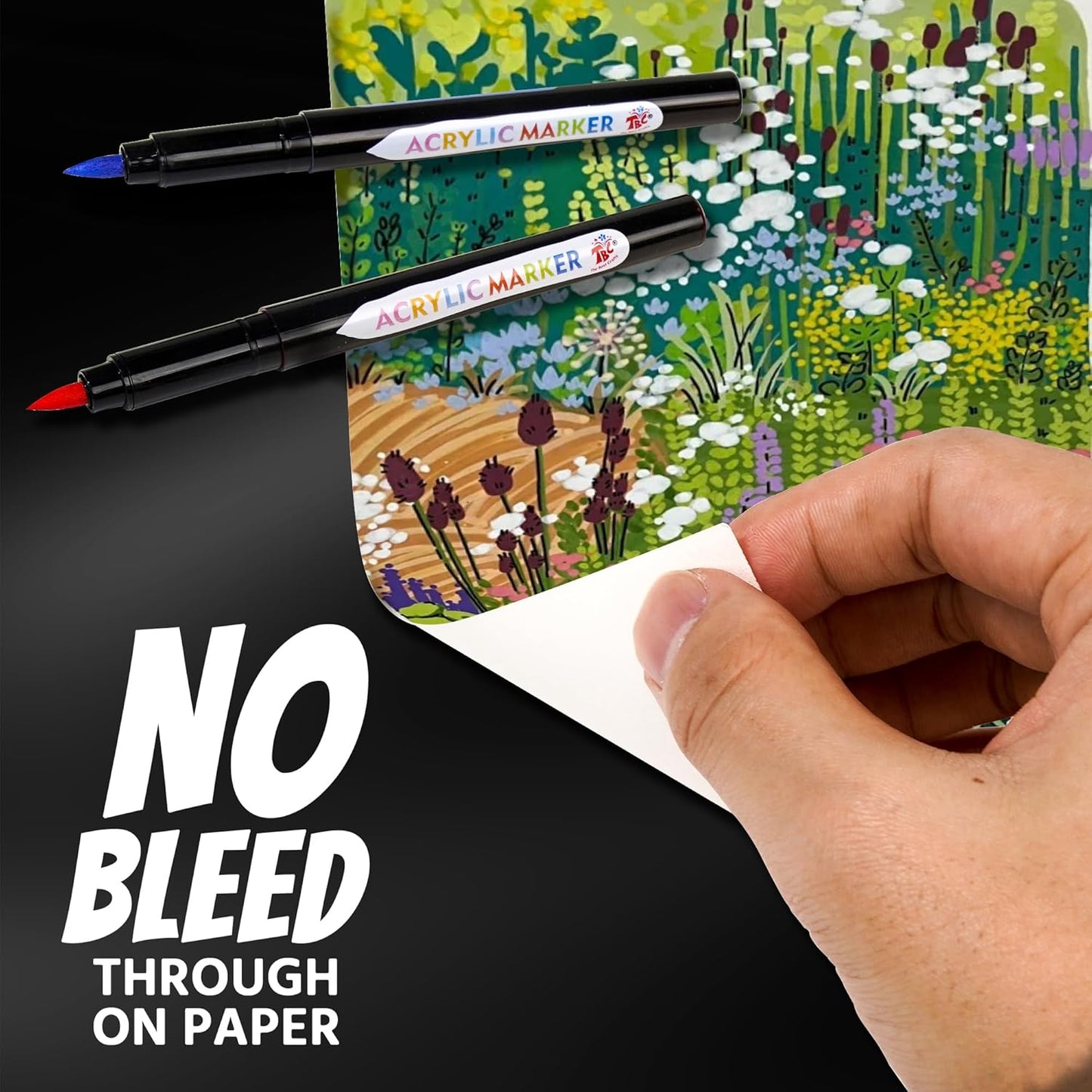 TBC The Best Crafts Acrylic Paint Markers, Big Volume Ink,Waterproof, Non-Toxic, odorless, Suitable for Paper, Pottery, Stones, Backpacks, Glass, Pack of 18