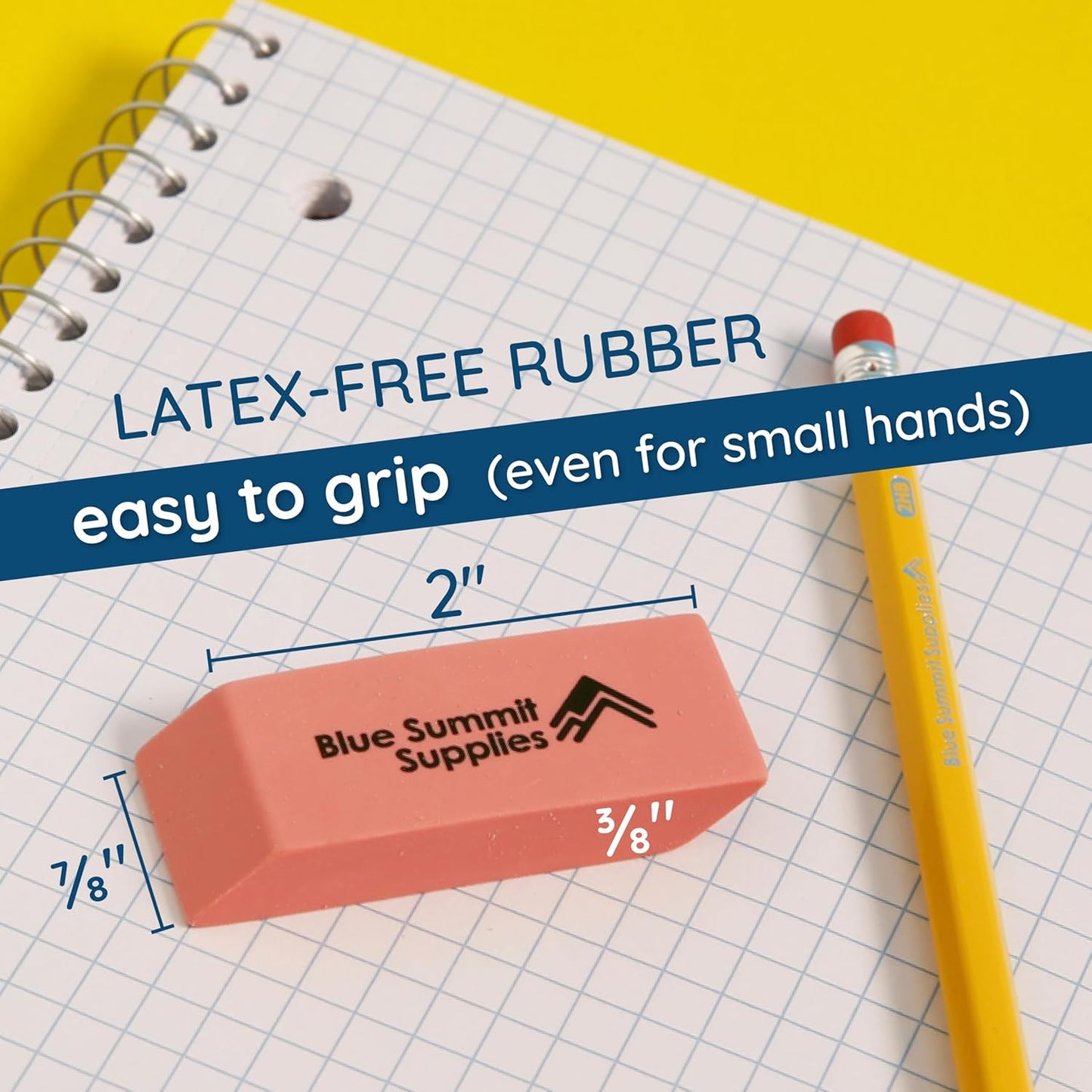 Blue Summit Supplies Pink Erasers, Bulk Erasers for Art, School, and Office Use, Classroom Set, 36 Pack