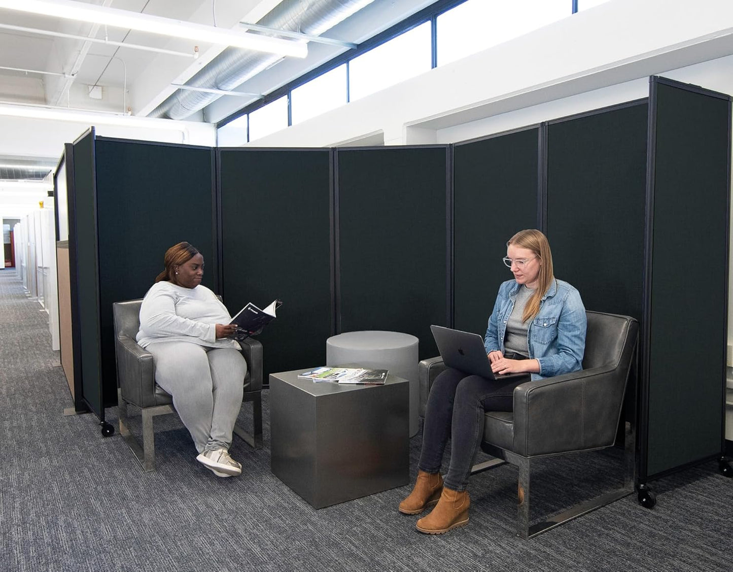 Versare Room Divider 360 Portable Wall Partition | Folding Panels | Large Freestanding Divider | Locking Wheels | Temporary Room Separator