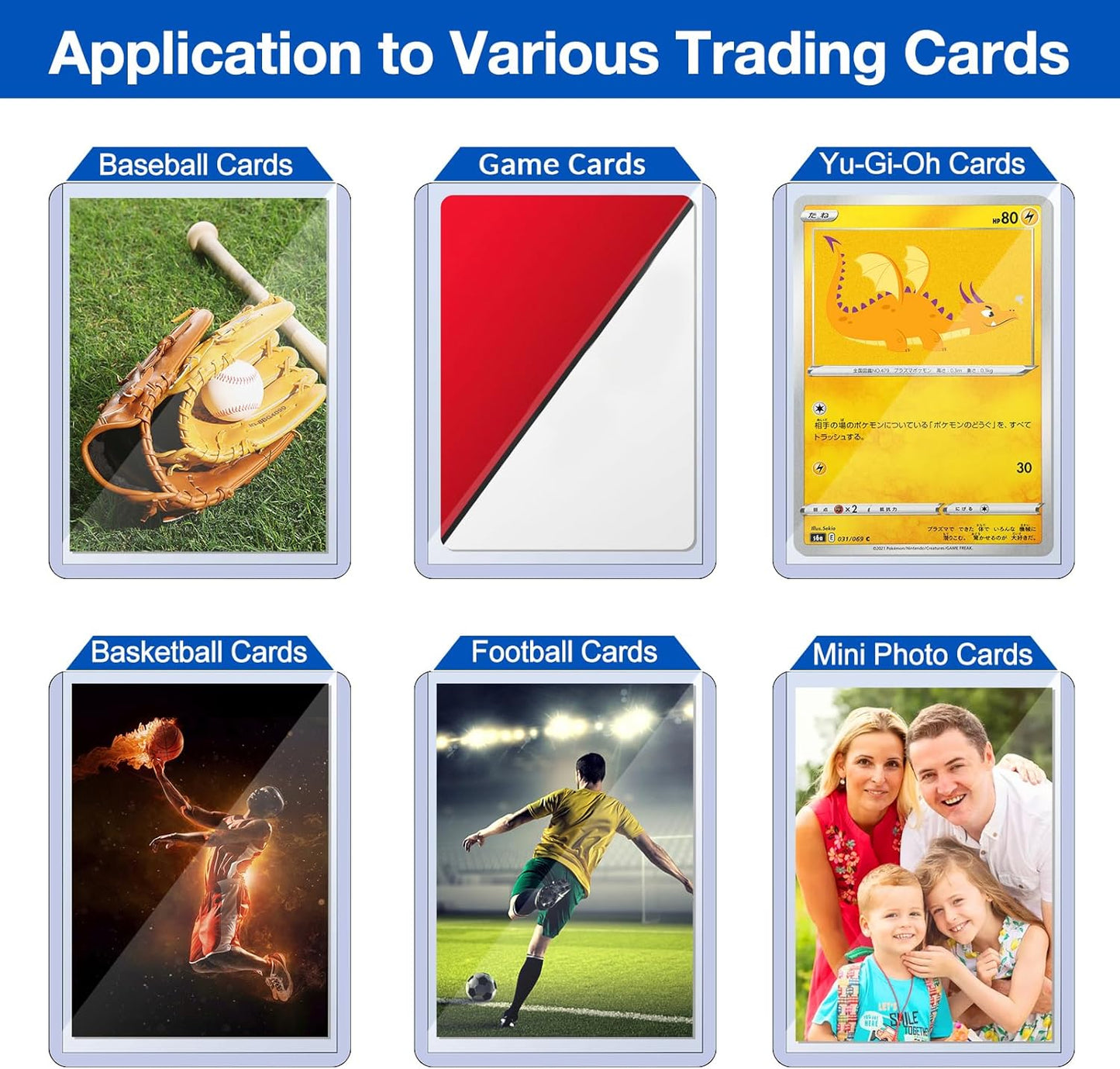 142 Card Sleeves Top Loaders for Cards, Sooez Premium 3" x 4" Baseball Card Protectors, Hard Plastic Trading Card Sleeve, Cards Holder for Baseball, Football Sports (42 Toploaders + 100 Penny Sleeves)