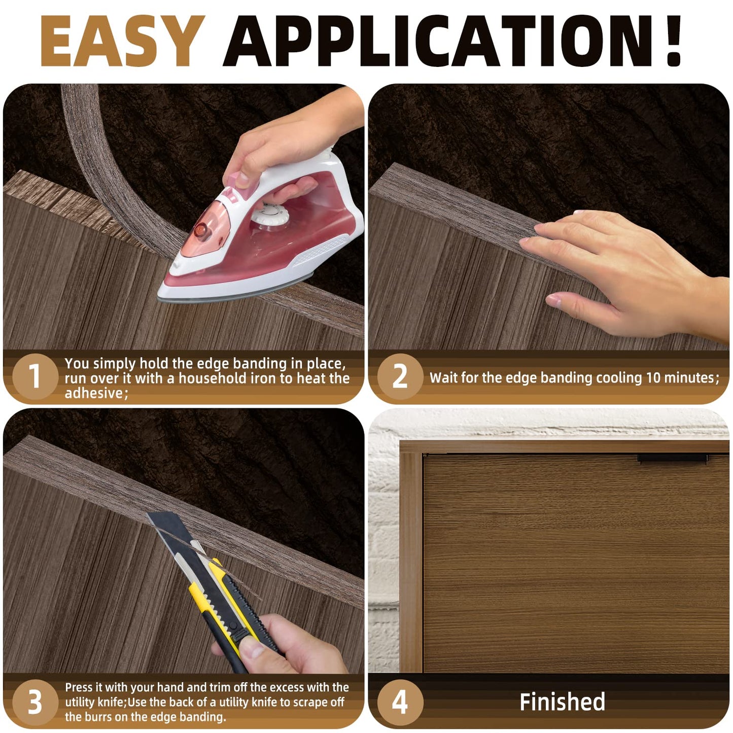 GSCIT Club Walnut Edge Banding, 2 inch x 500ft roll of Veneer Edge Banding Pre-glued Flexible, Wood Tape Banding for Cabinet Repair Furniture