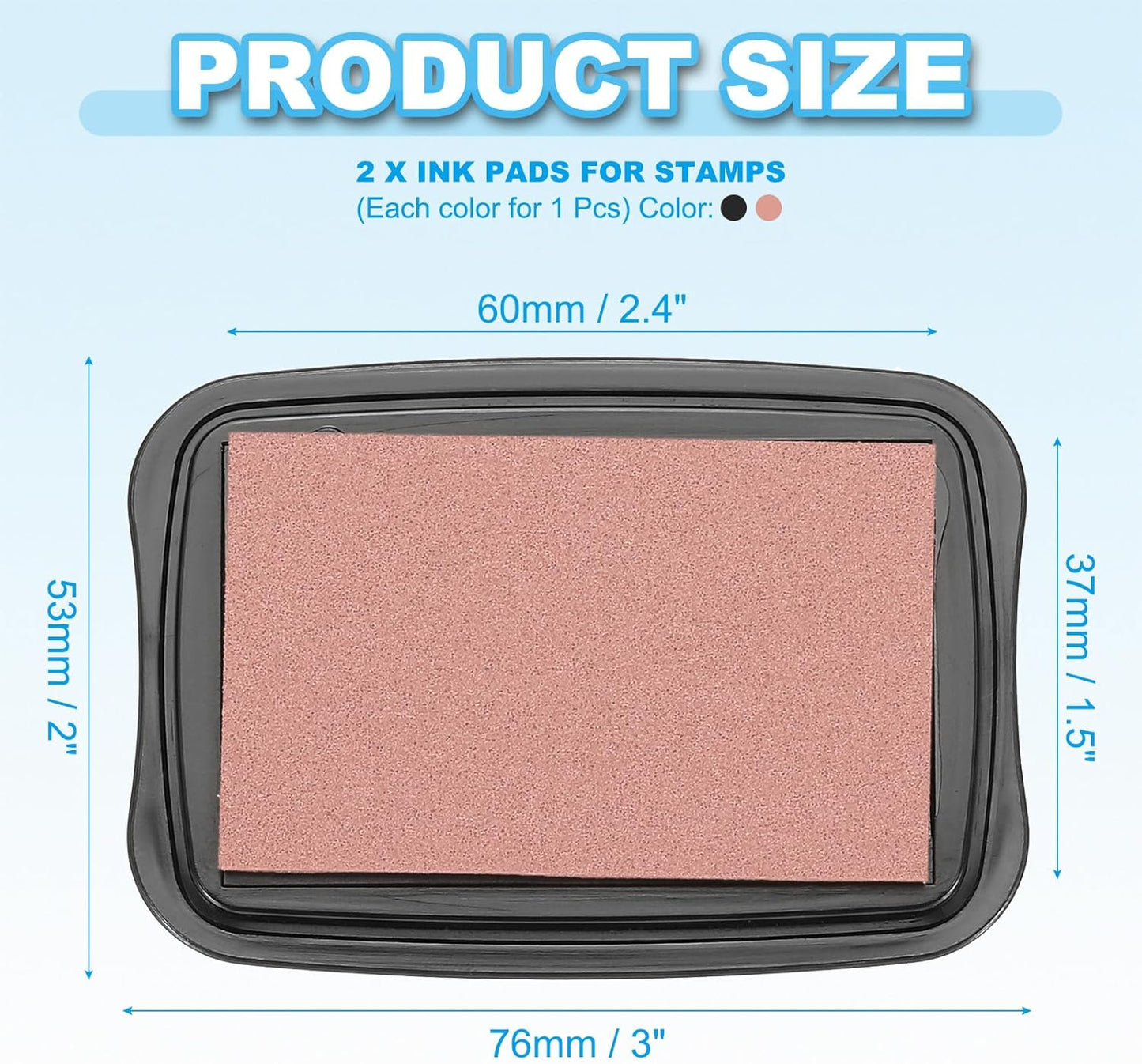 PATIKIL 3"x2" Large Stamp Pad, 2Pcs Washable Craft Ink Pad for Rubber Stamp Card Making Stamping Scrapbook Fingerprint Handprint, Rose Red/Black