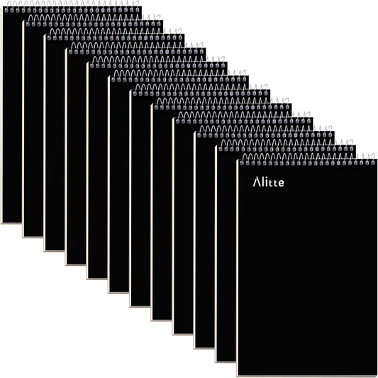 Steno Pads Spiral 6x9-12 Pack - Gregg Ruled, Perfect for Work, School, and Home Use, Easy Tear-Off Pages, White Paper - No Ink Bleeds - 80 Sheets