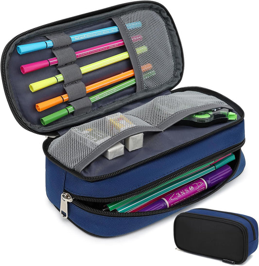 Large Capacity Pencil Case Multi-Slot Pencil Pouch Durable Pencil Box Portable Office Pen Bag with Zipper