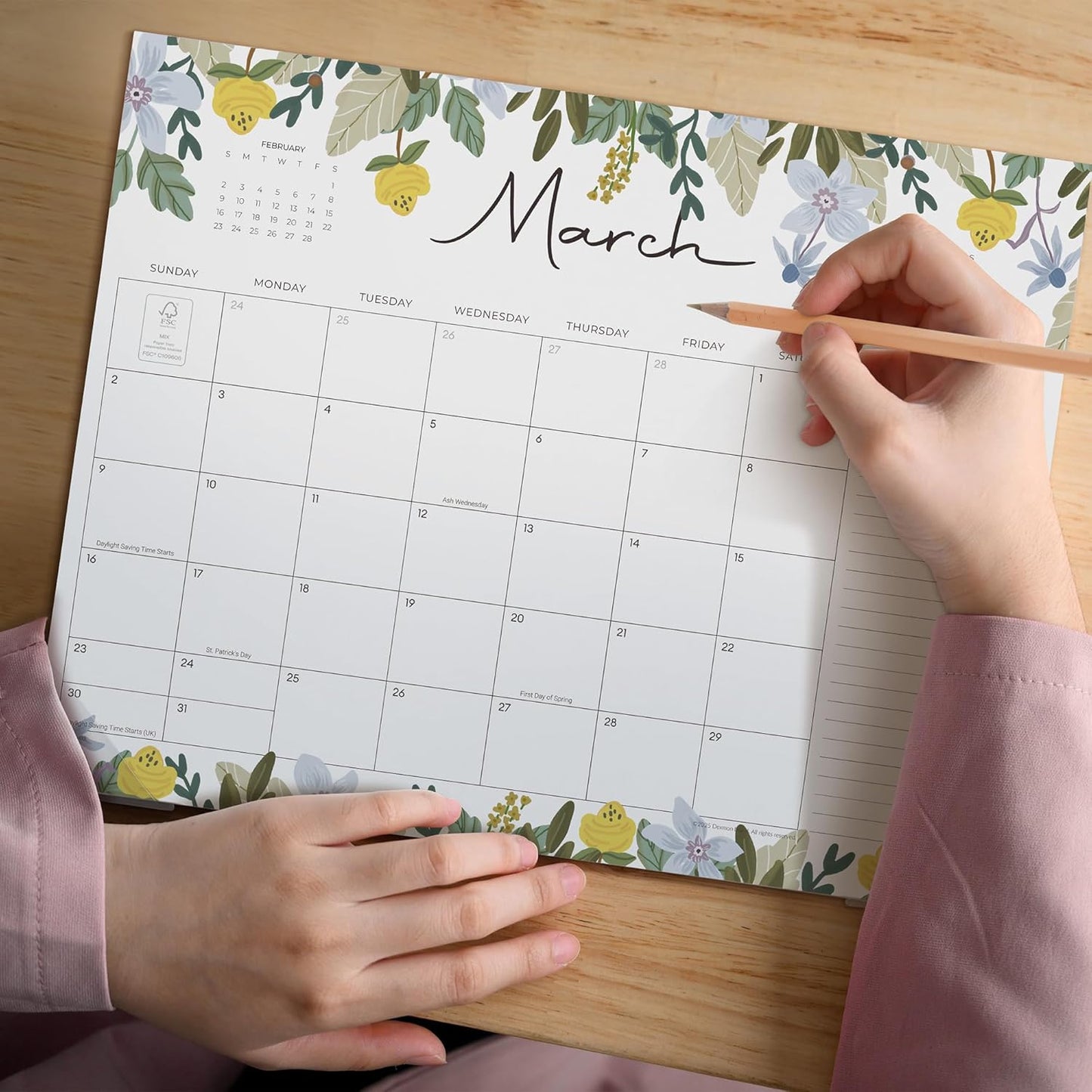 Desk Calendar 2025-2026, Dexmon Desk Pad Calendar 15 x 12 Inch 18 Months Runs From July 2025 to December 2026, Floral Design Calendar 2025 for Home School and Office