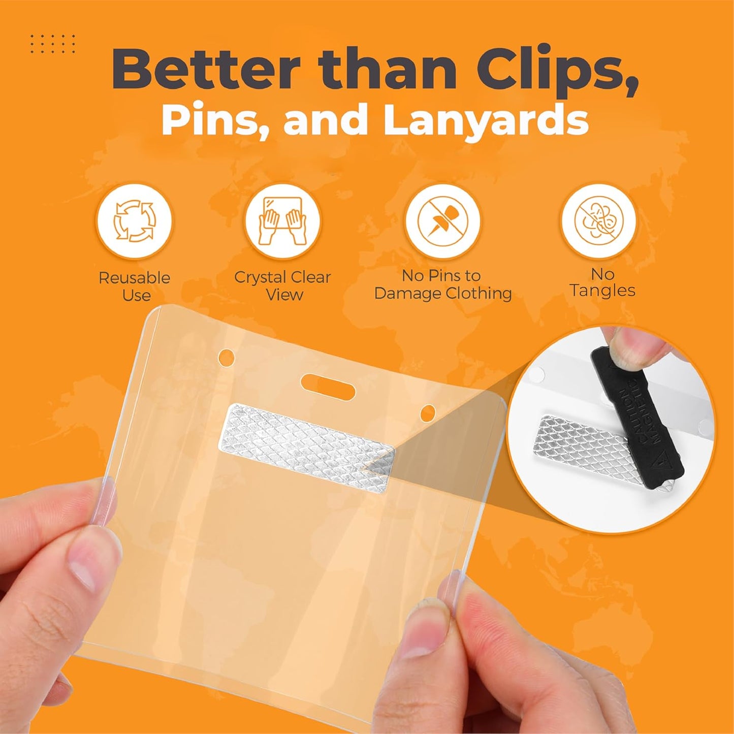 100 Pack of 4x3 Magnetic Name Badge Holders (White Printable Inserts Included) Customizable Magnetic Name Tags for Office, Conventions, School, and Events - Durable and Clear Plastic Name Tag Holder