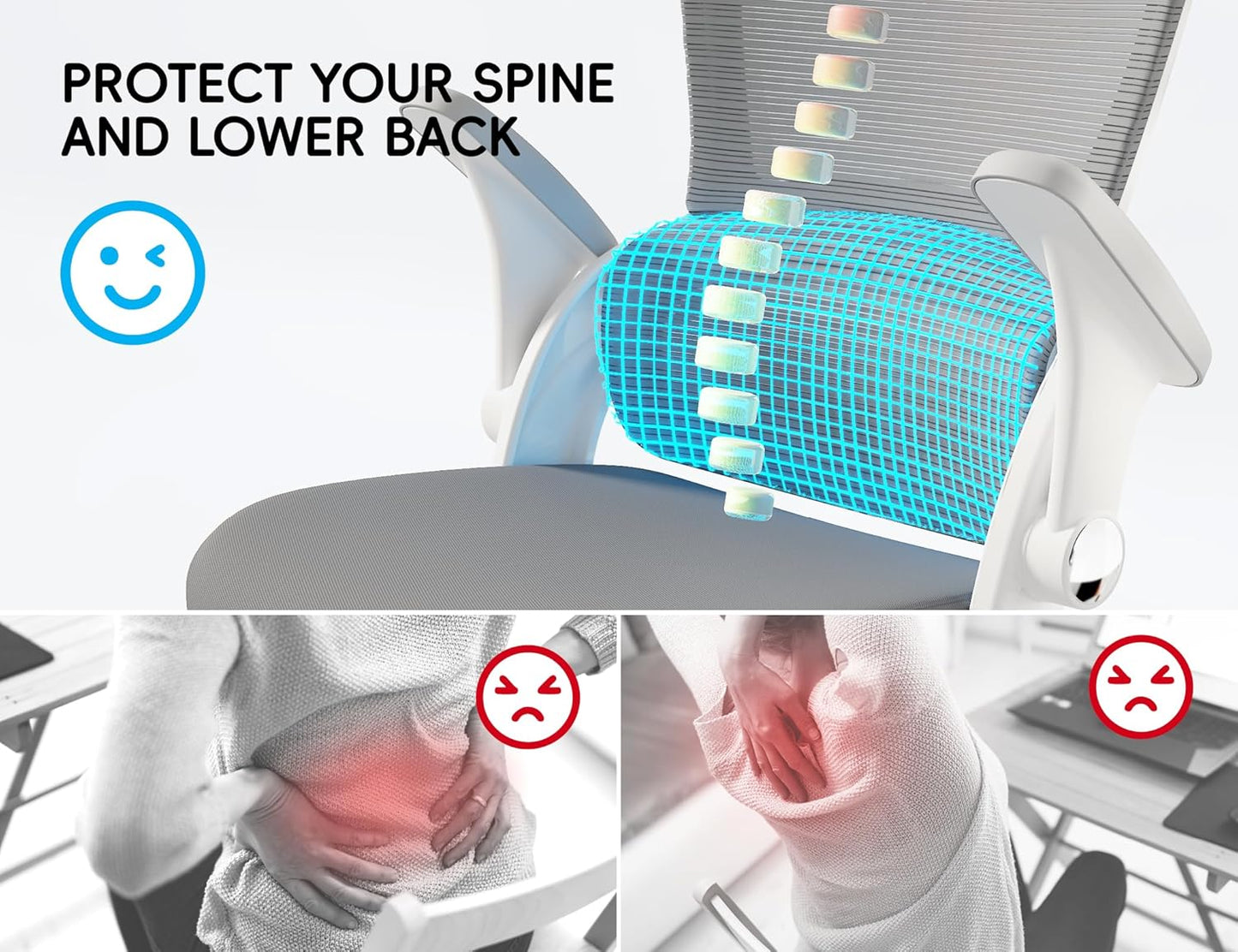 TRALT Ergonomic Office Chair - Comfy Desk Chair with Back Support, Home Office Desk Chairs, Computer Chair, 330lbs Wide Seat Big and Tall Office Chair for Executives (Grey)