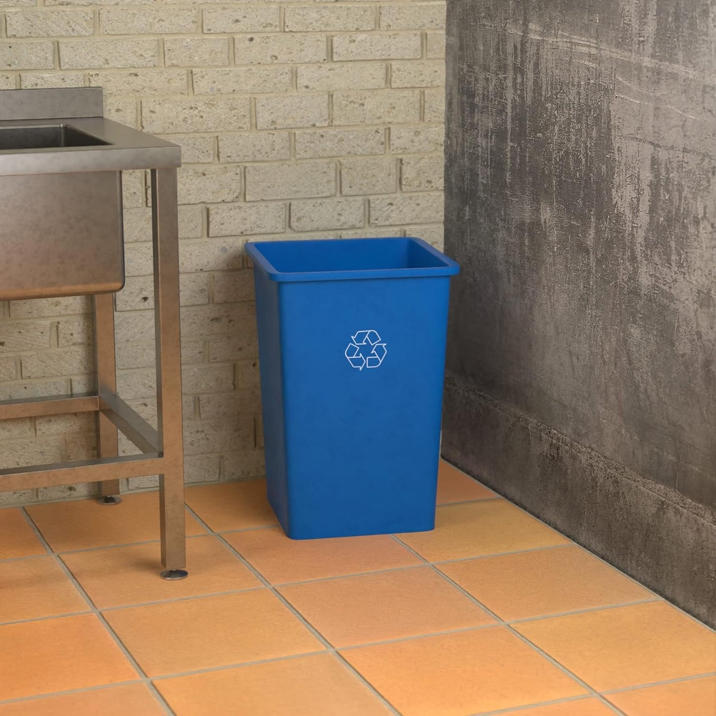35 Gallon Blue Square Commercial Trash Can