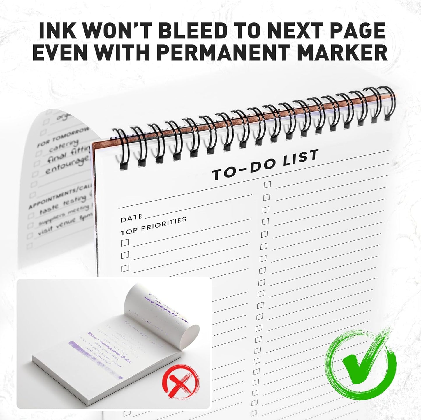To Do List Notepad 6 Pack: Has Multiple Functional Sections - 5.2 x 8" 35 Sheets - Spiral Daily Planner Notebook - Task CheckList Organizer Agenda Pad for Work, Note and Todo Organization
