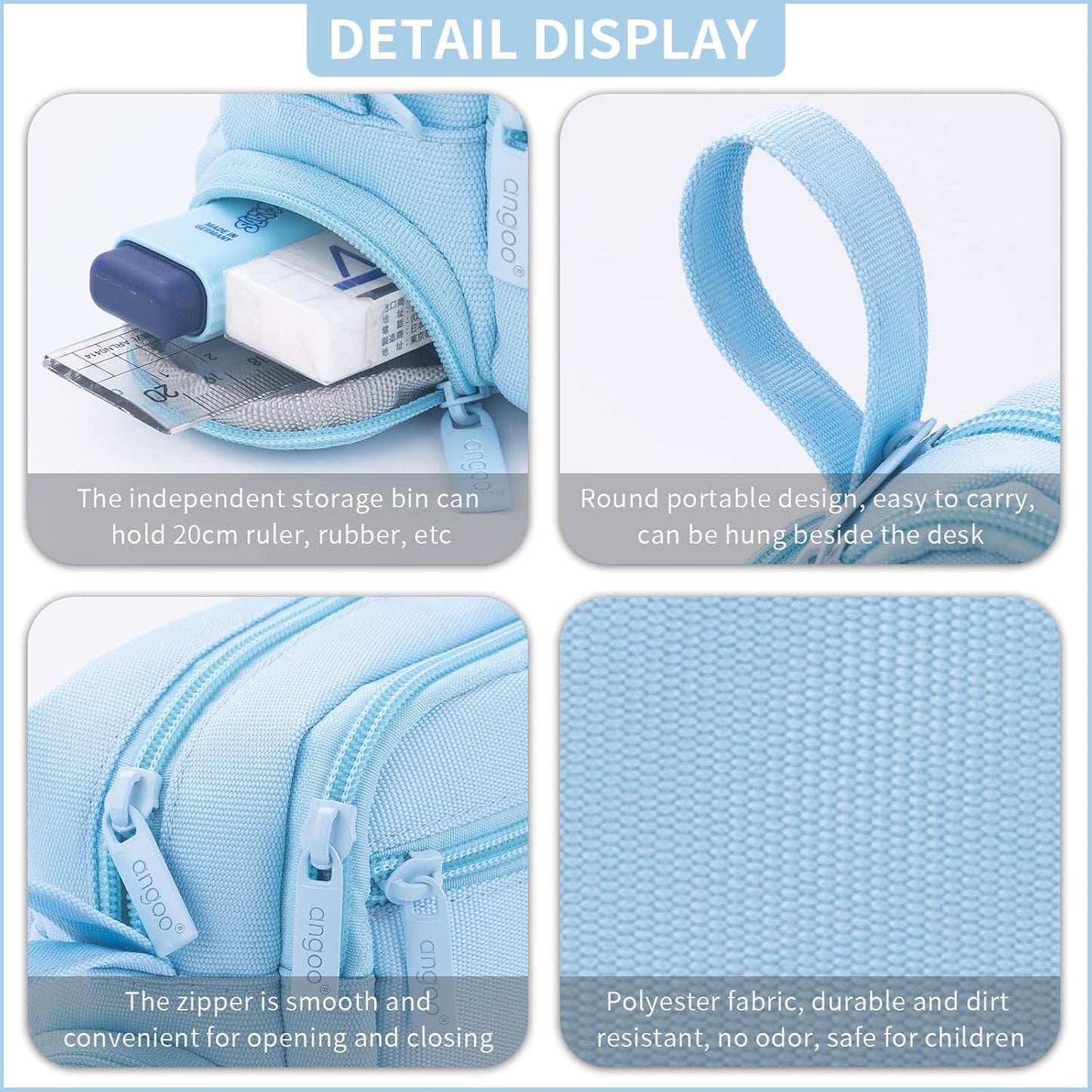 HVOMO Large Pencil Case High Capacity Holder Box Storage bag Desk Organizer Marker Pouch Pen For Middle School Office College Adult Girl and Boy(Blue)