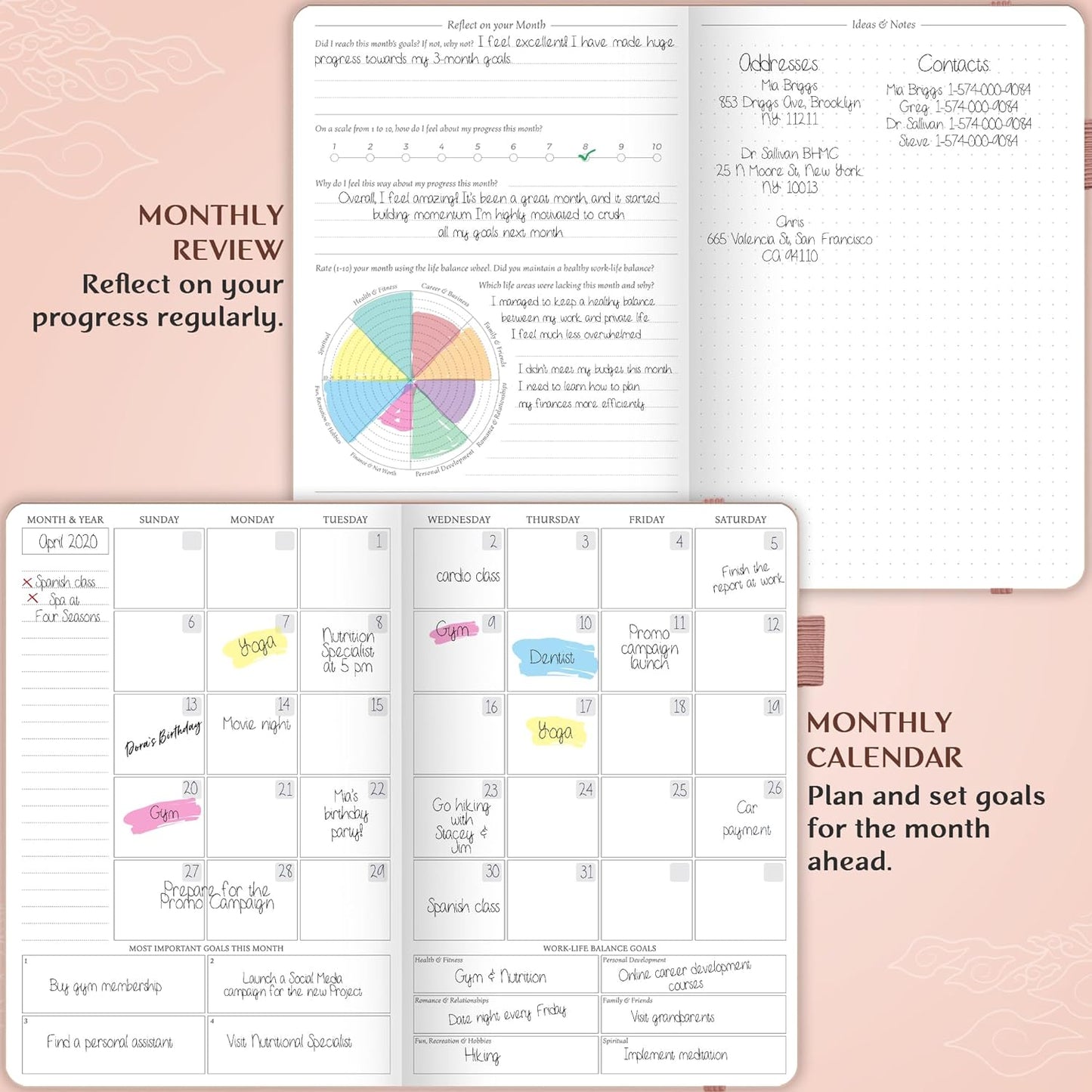 Legend Planner Hourly Schedule Edition – Deluxe Weekly & Daily Organizer with Time Slots. Time Management Appointment Book Journal for Work & Personal Life, Undated, A5 Hardcover – Rose Gold Gold