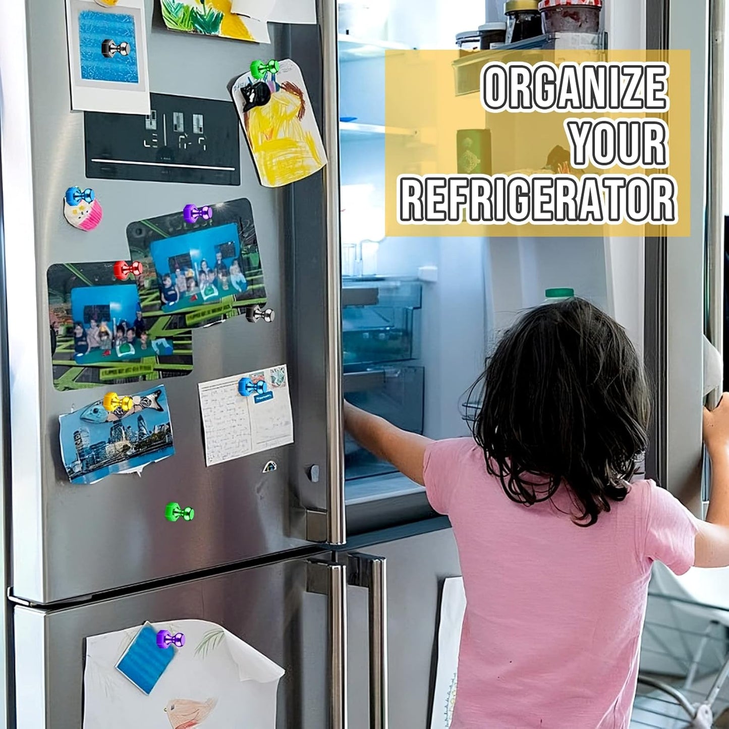 20 Pack Magnetic Push Pins, Strong Fridge Magnets, Whiteboard Magnets, Refrigerator Magnets Strong, Dry Erase Board Magnets for Fridge, Whiteboard, Office, Classroom, Kitchen, Map (Hexagon)