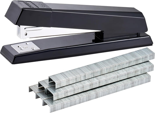 Bostitch Office Stapler, No-Jam Premium for Desktop, Includes 1,250 Staples, Full-Strip, 25 Sheet Capacity, Black