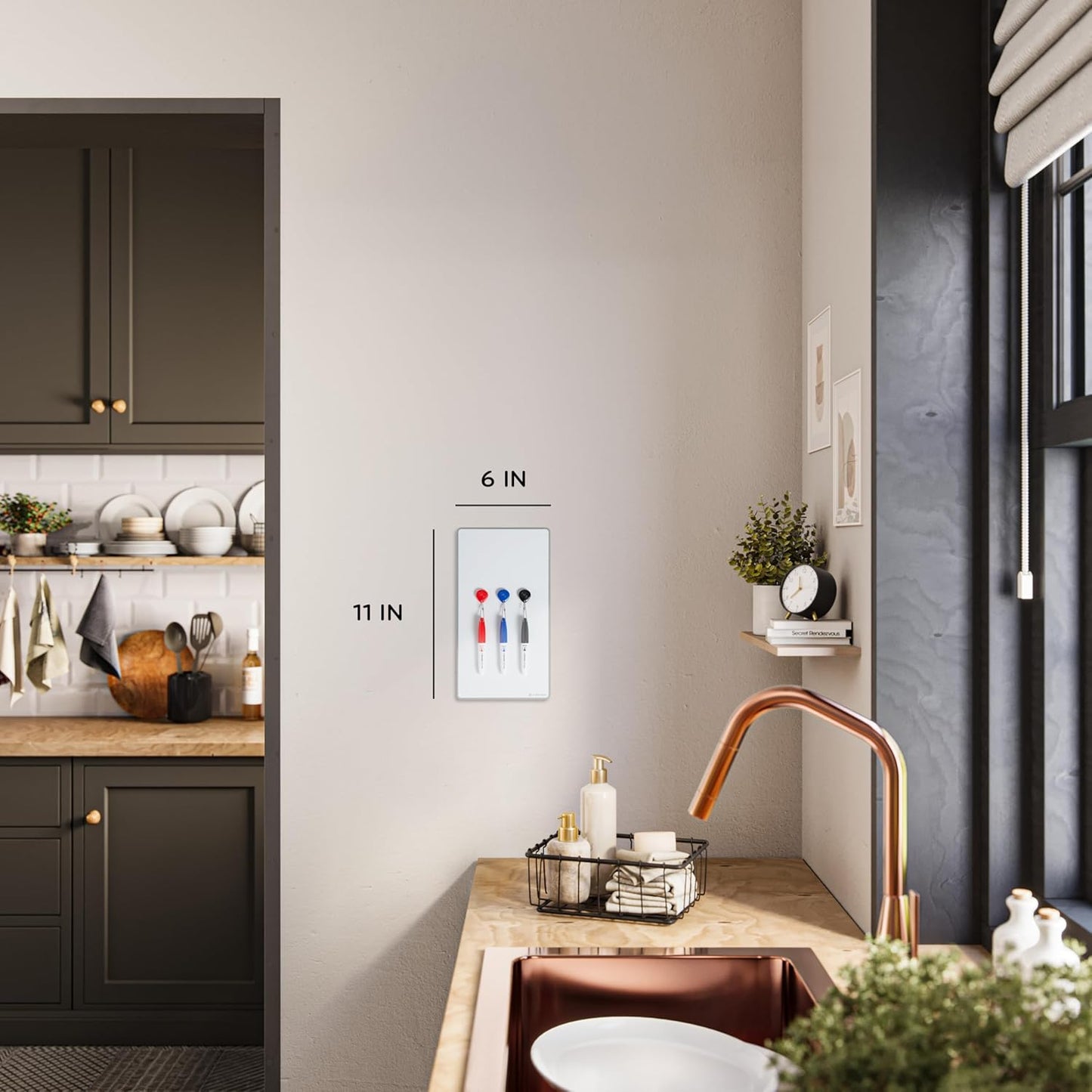 U Brands Magnetic Dry Erase Board White Board Value Pack, 6" x 11", Frameless, Includes 3 Magnetic Markers