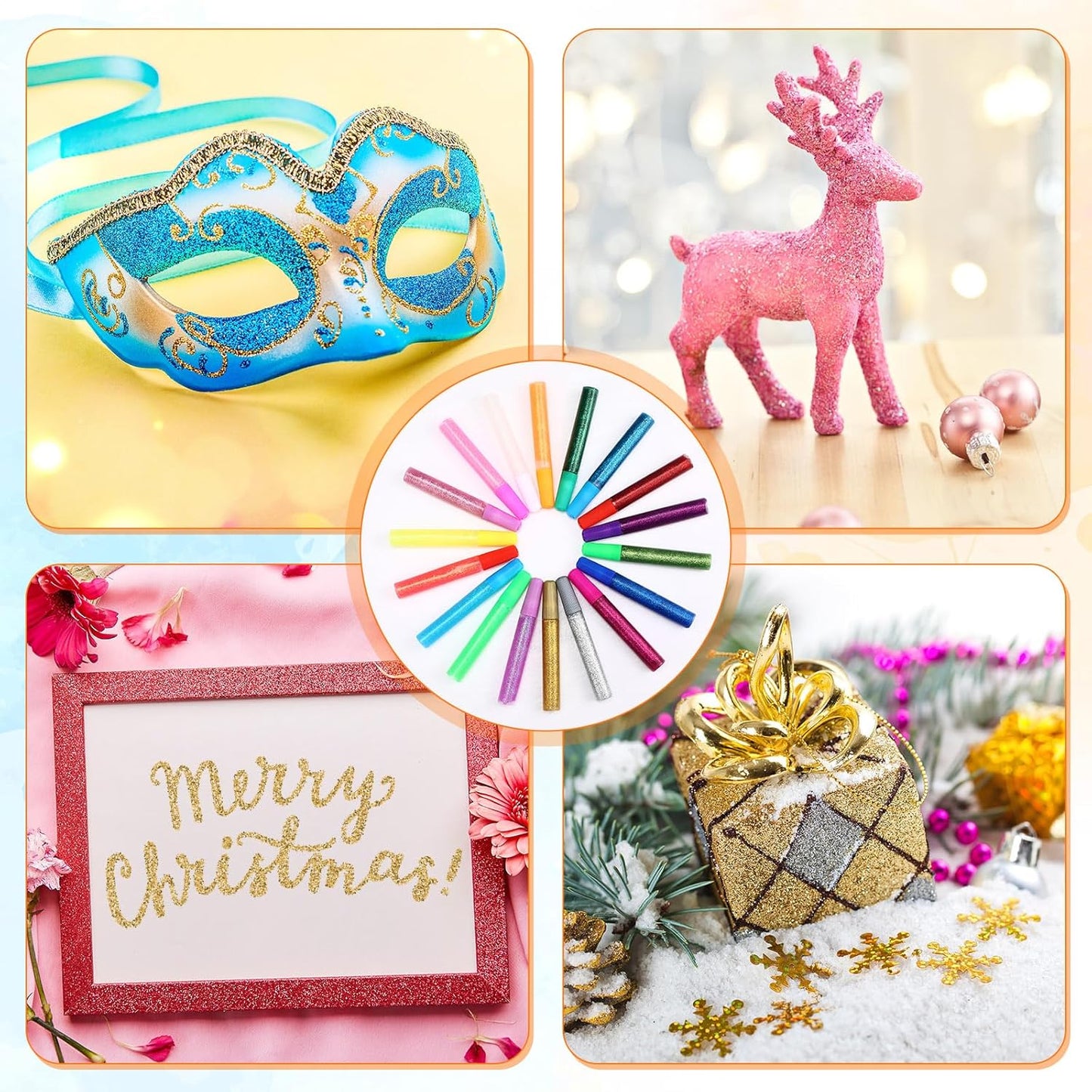 72 Pcs Glitter Glue Pens Bulk 18 Colors Crafts Pens Stick Glitter Glue for Crafts School Gifts Supplies for DIY Arts, Projects Scrapbooking, Cards(10 ml)