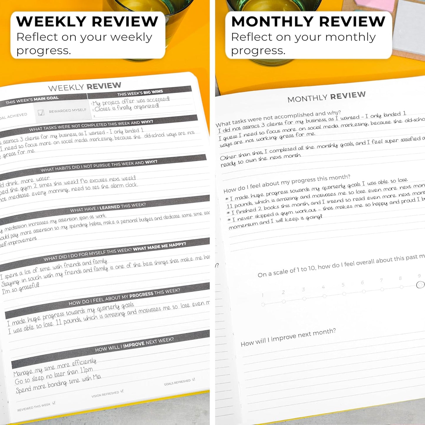 Clever Fox Planner Daily PRO - 8.5 x 11" A4 Size Daily Life Planner and Gratitude Journal to Increase Productivity, Time Management and Hit Your Goals - Undated - Lasts 3 Months (Amber Yellow)