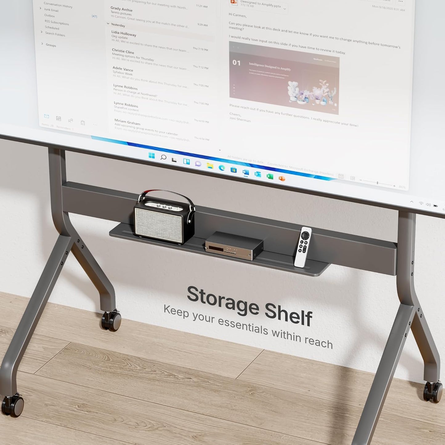 FortiLift Premium Manual Height Adjustable TV Cart for 60–110” Displays – Business-Class Rolling Stand with Crank Lift, VESA 1200×600, 264 lbs Capacity, Storage Shelf, Lockable Wheels