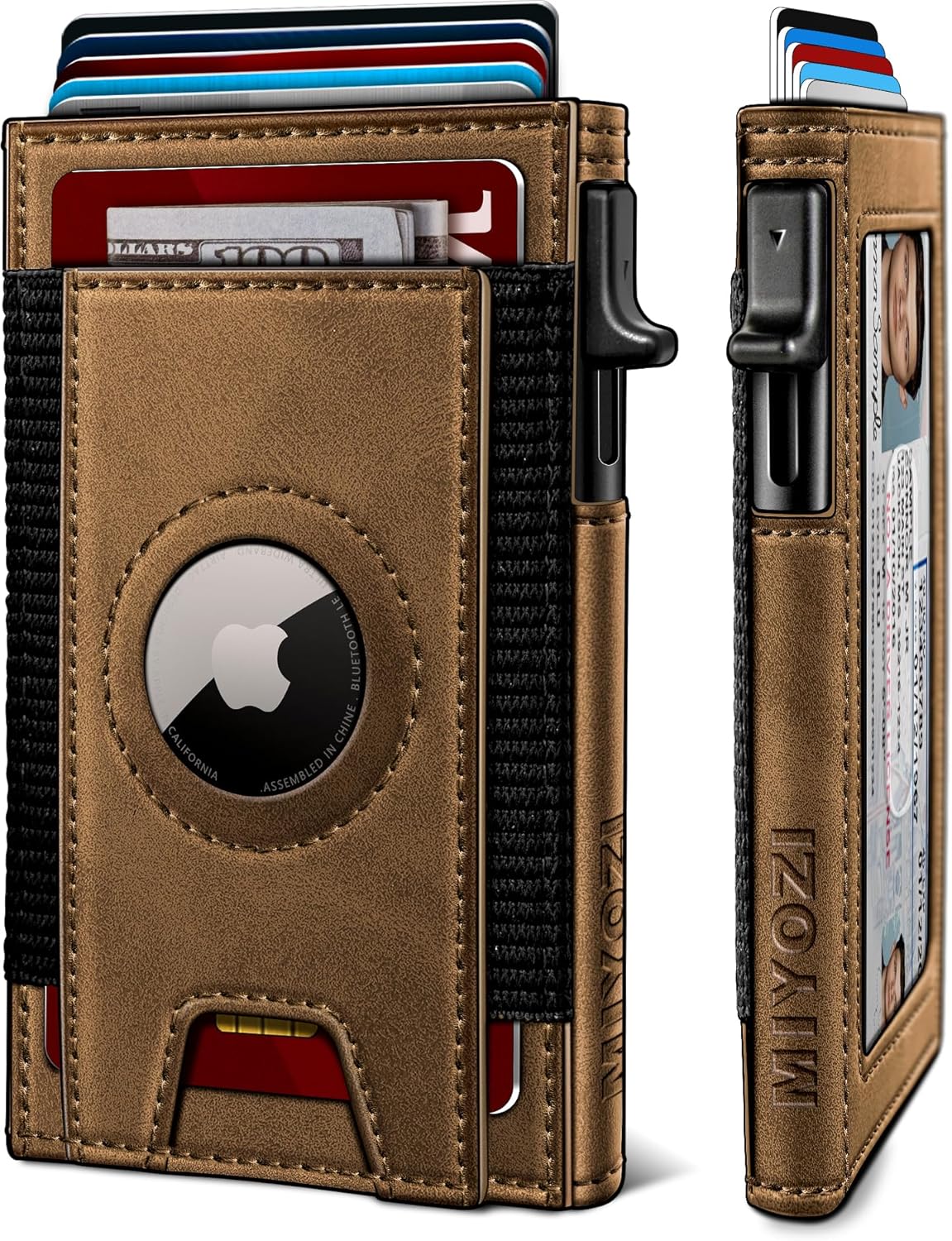 Airtag Wallet for Men, Slim Pop Up Credit Card Holder RFID Blocking Mens Minimalist wallet for 7-9 Cards ID Window, with Gift Box