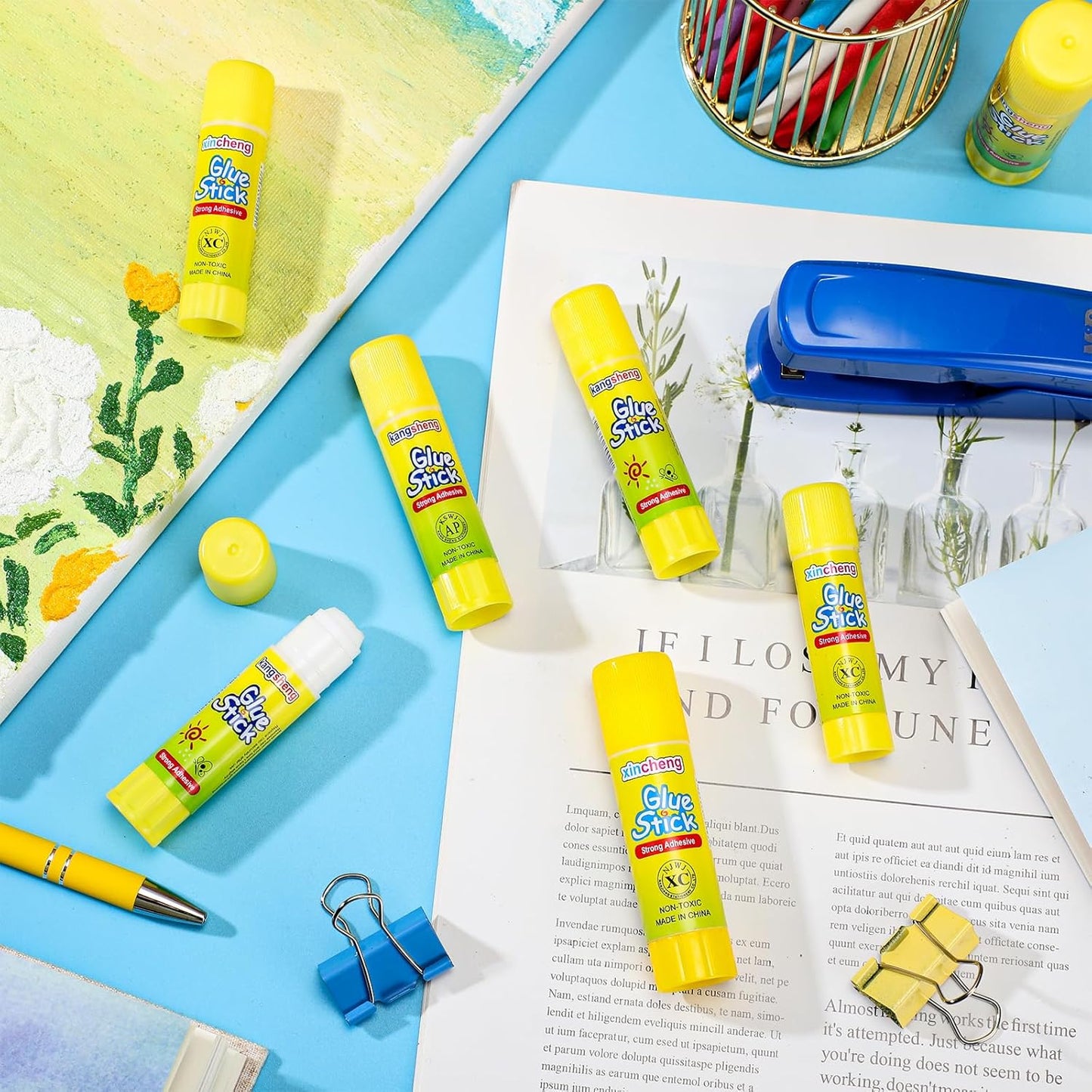 300 Pcs White Glue Stick Washable Glue Stick for Crafts Home School Classroom Students Teachers Employees Scrapbooking Crafting Supplies, 0.32 Ounce