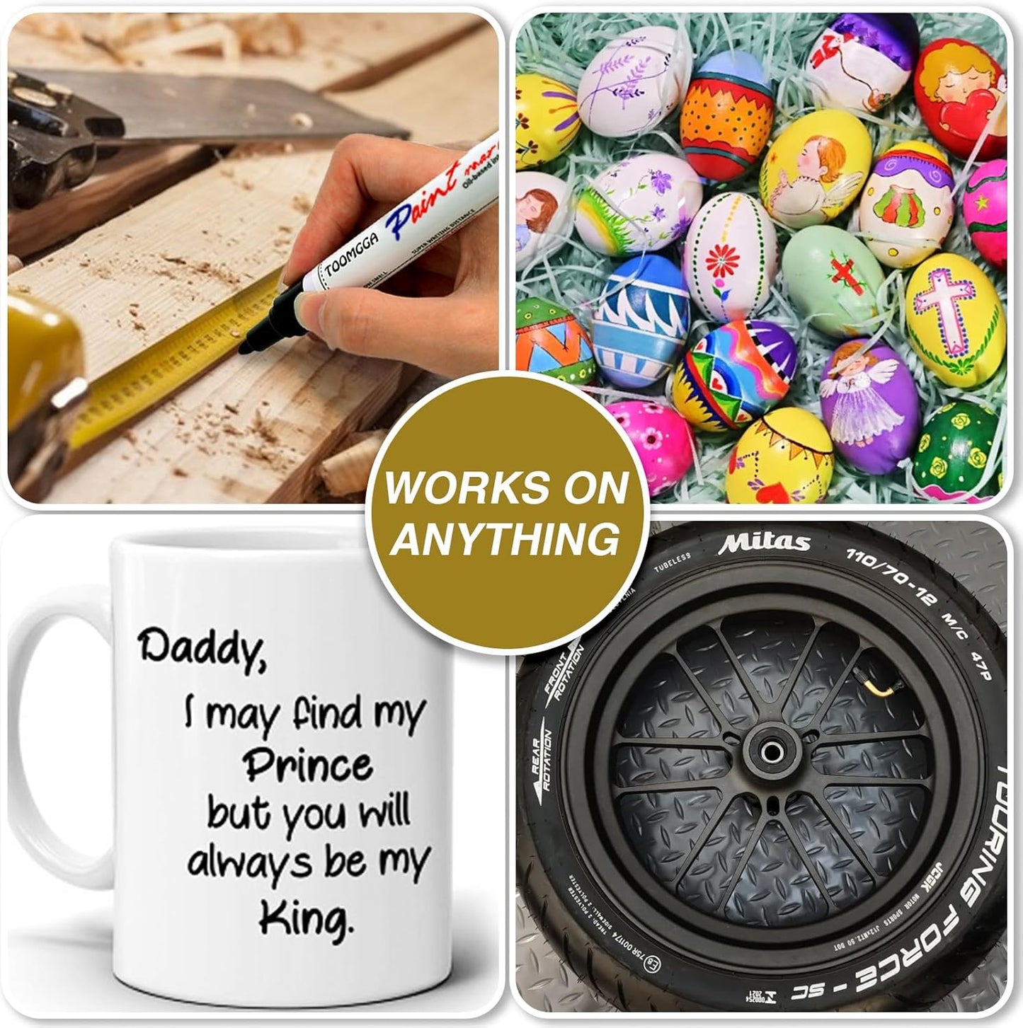 Orange Permanent Paint Pens - 6 Pack Oil Based Paint Markers, Pens For Rock Painting Car Tyre Metal, Plastic, Canvas, Mugs, Wood, Glass, Quick Drying and Waterproof, Medium Point