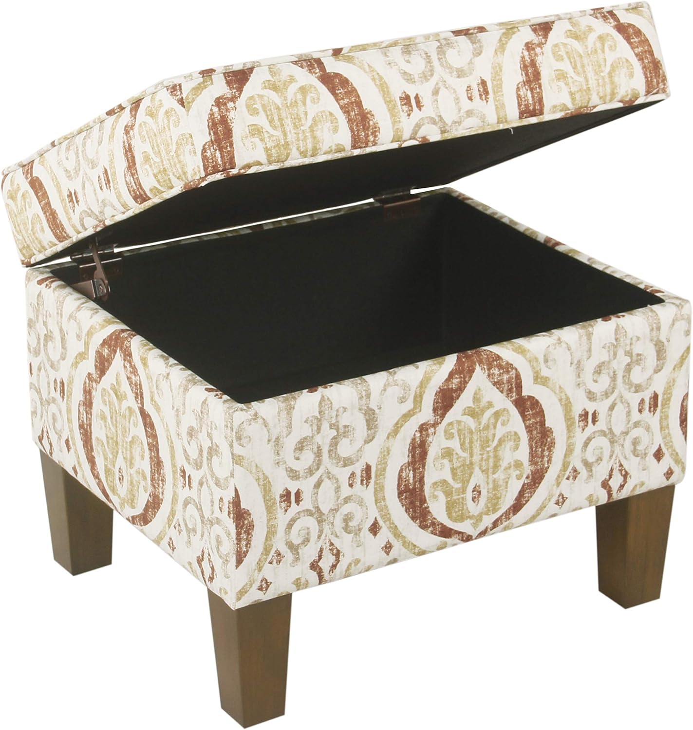 Square Ottoman - Burnt Orange and Cream Medallion