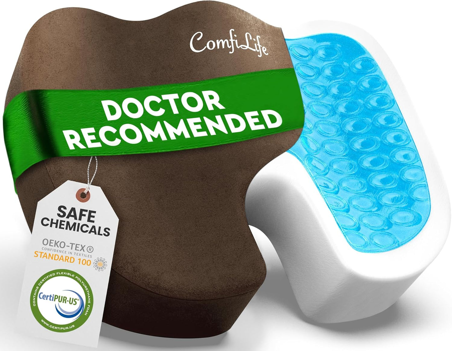 ComfiLife Premium Gel & Memory Foam Seat Cushion – Doctor Recommended Office Chair Cushion, Car Seat Cushion – Chair Cushions for Back & Sciatica Pain Relief – Seat Cushions for Office & Desk (Brown)