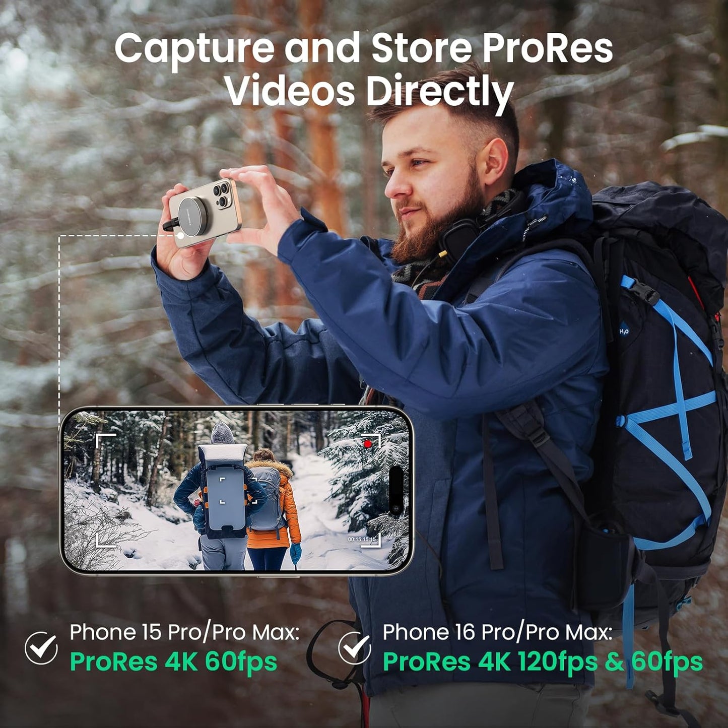 2TB Magnetic Portable SSD, External Solid State Drives with USB-C 3.2 Gen 2x2, Speed Up to 2000MB/s, Compact & Durable, Compatible with iPhone 15/16 Series and Other USB-C Devices, Grey