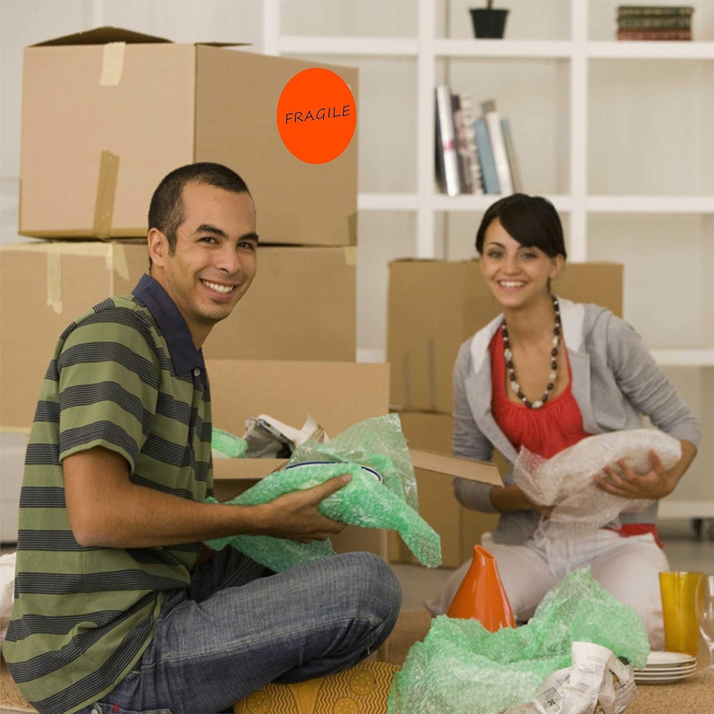 PARLAIM 3 Inch Round Permanent Adhesive Color-Code Dot Stickers,500 per Roll dots Label Dispenser Box,Orange Inventory Circle Stickers