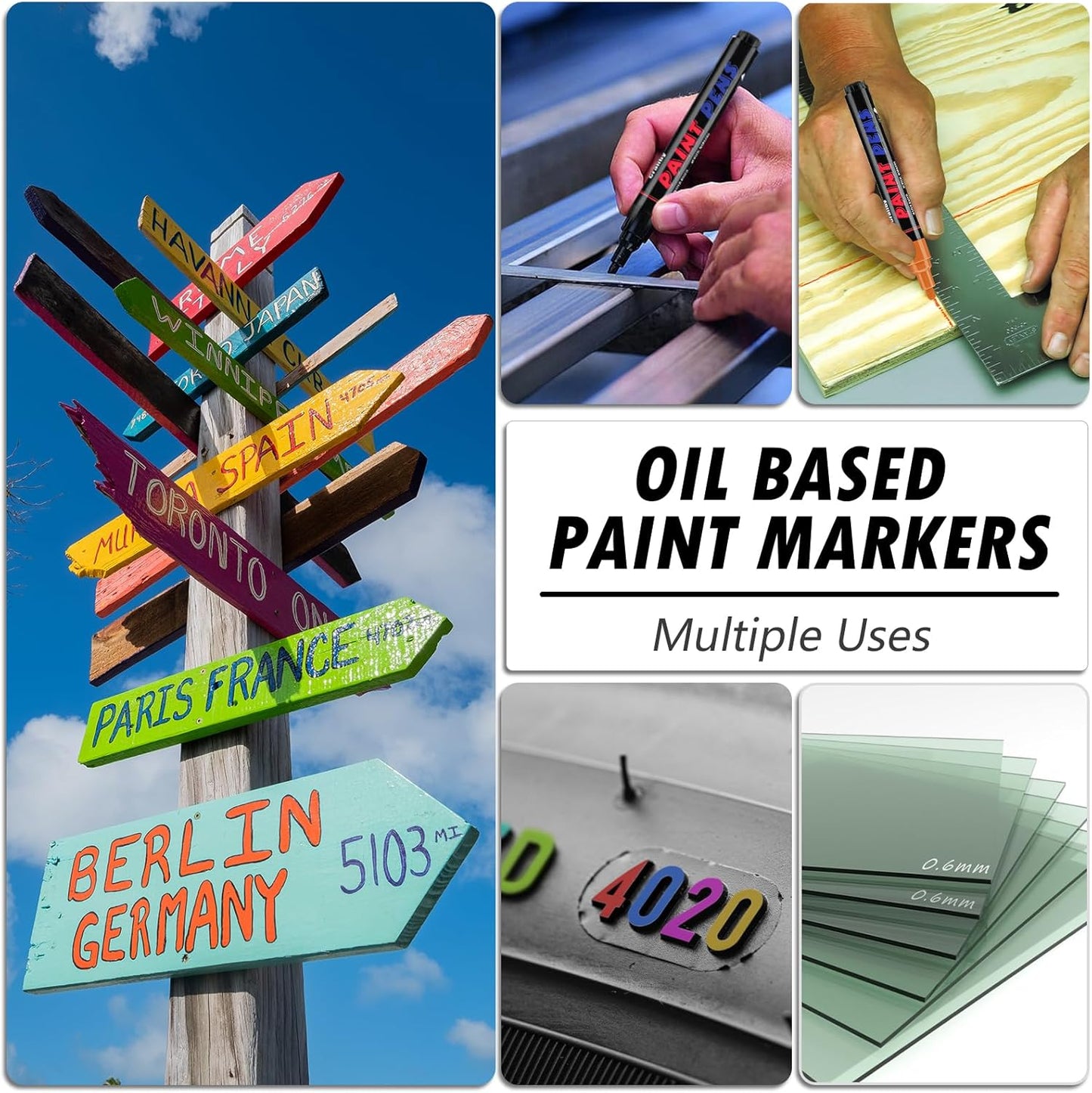 Yellow Paint Pens Paint Markers - 12 Pack Permanent Quick Dry Waterproof Marker Pens for Rocks Wood Fabric Plastic Canvas Glass Mugs Metal Tire Stone