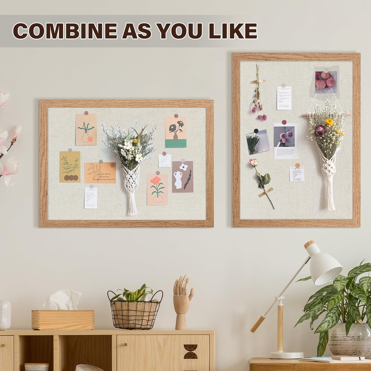 Cork Board Bulletin Board 18" x 24", 2-Pack Large Linen Corkboards with Frame for Walls, Cute Picture Display Pin Board Vision Board for Room School Office Bedroom 40 Pushpins Carbonized Black