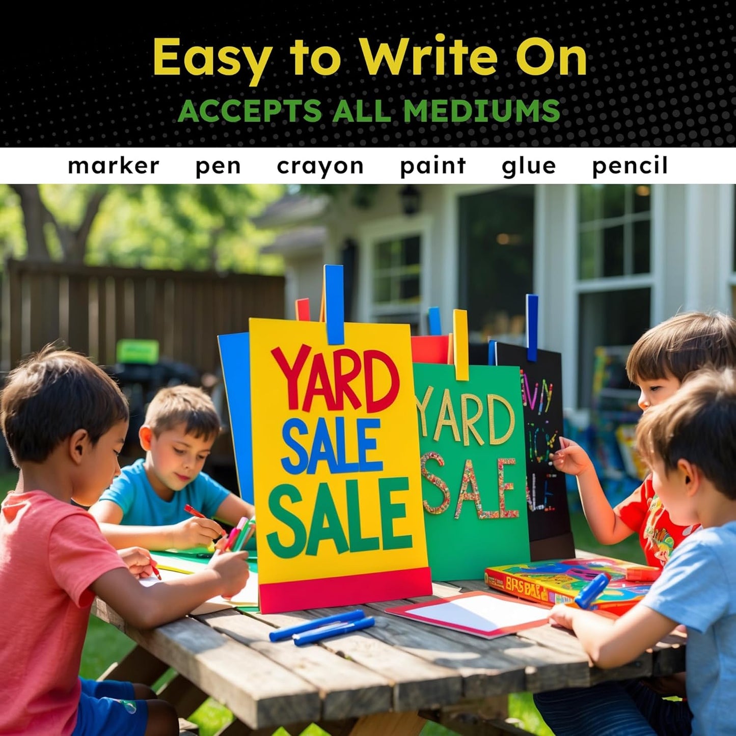 Hygloss Medium Colored Poster Board 11x14 - 100 Assorted Standard Color Poster Boards Bulk Pack - Red, Yellow, Green, Blue, Black - 10 Pt. Thickness Poster Board Paper, Posterboard Multipack 11" x 14"