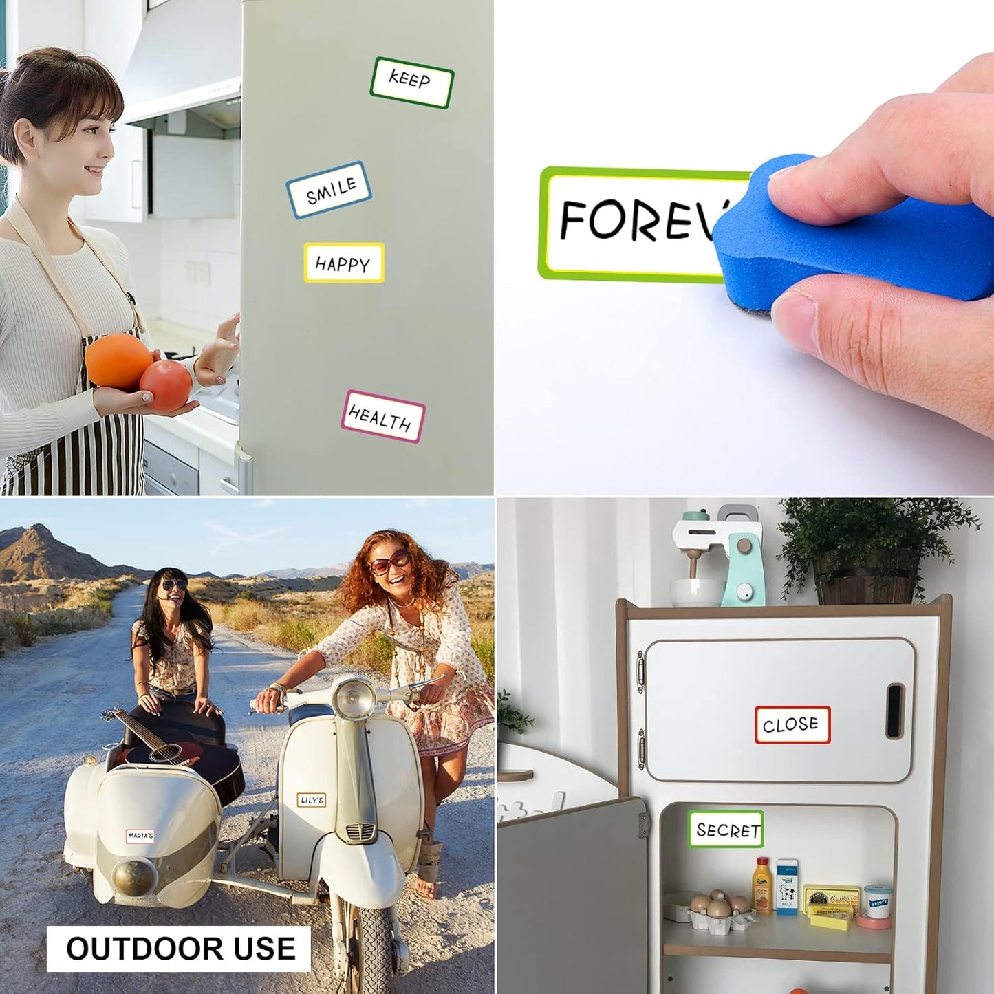 60PCS Magnetic Dry Erase Labels, 2"x1" Blank Write-On Name Tags, Color-Coded Magnet Label Stickers for Whiteboard, Locker, Fridge, Classroom, Reusable Writable Name Plates