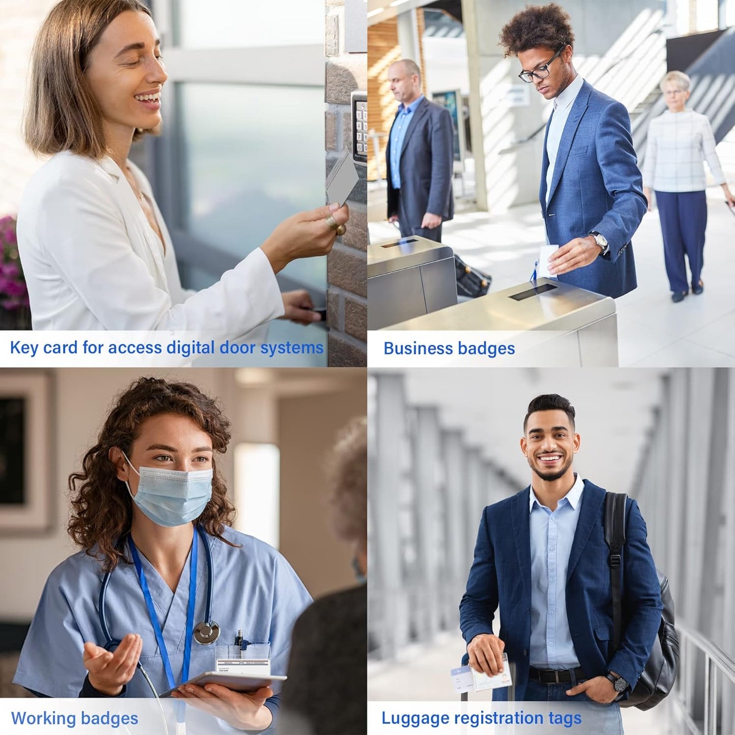 50 Pcs Vertical Clear ID Badge Holders, 4x3 Inch Waterproof PVC Plastic Badge Holders with Resealable Zip, Fits RFID/Proximity/Badge Swipe Cards, Credit Cards, Office, School, Events