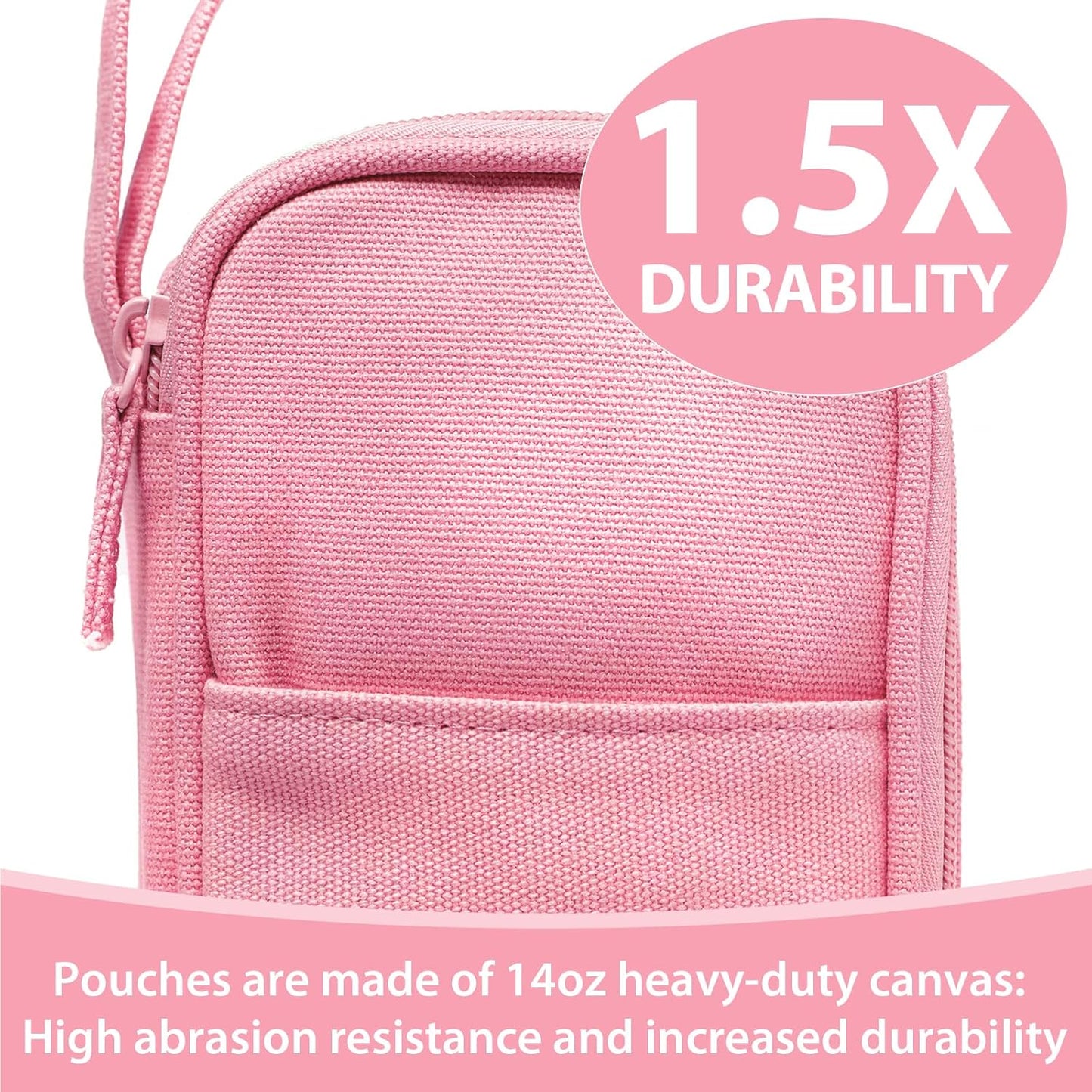 Pencil Case Pouch Box Bag School Supplies Girls Boys Kids, Cute Preppy Stuff Large Big Capacity Aesthetic Pen Organizer, Back to College Stationary, Rosy Pink, Heavy Duty Canvas, 1800ml