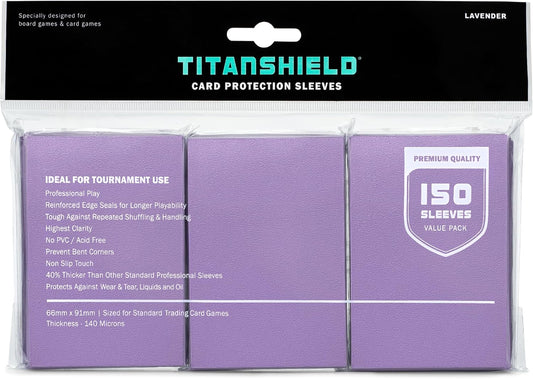 TitanShield Premium Lavender 150 Sleeves Standard Size Board Game Trading Card Sleeves Deck Protector for Magic The Gathering MTG, Baseball Collection, Dropmix